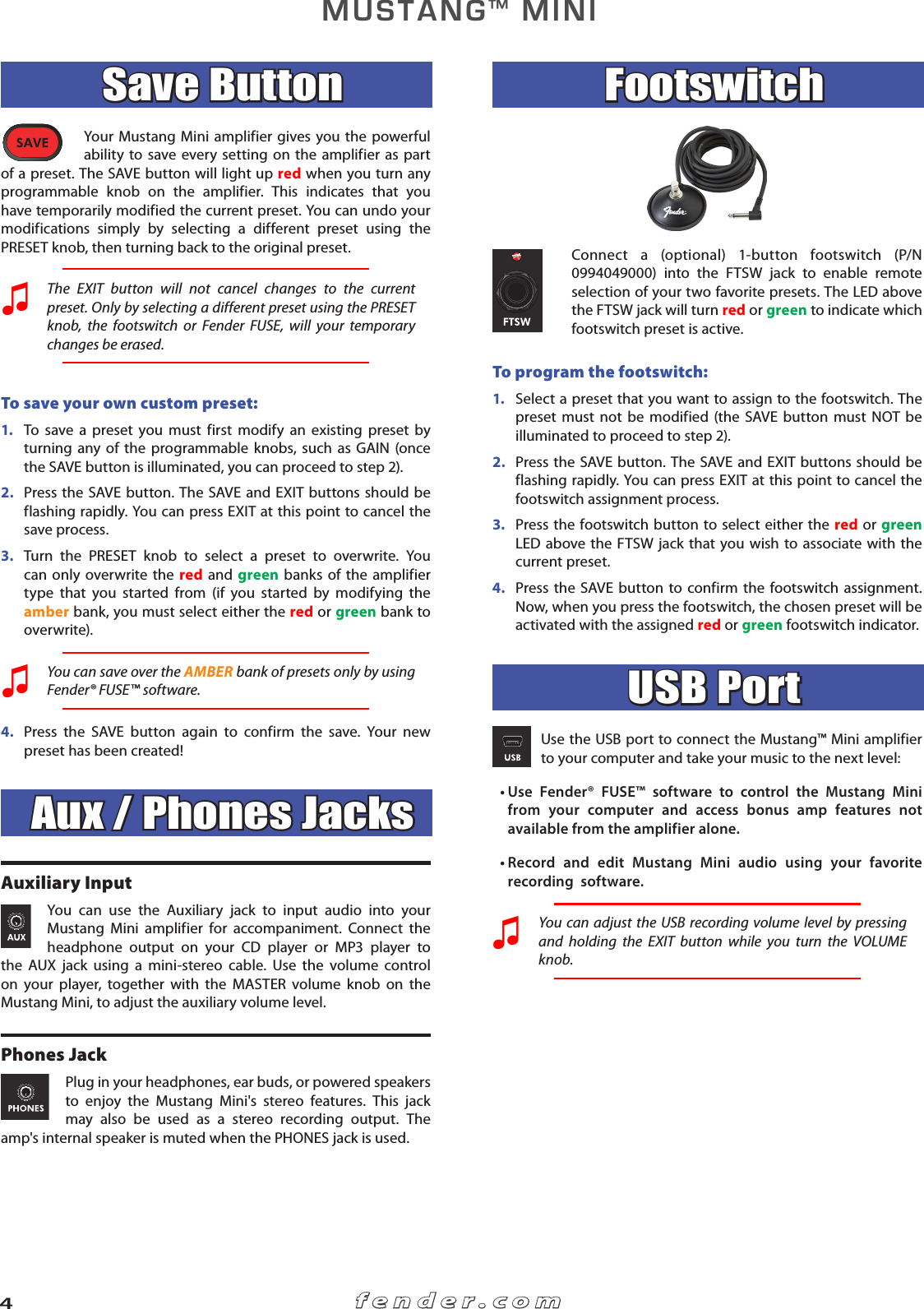 Page 4 of 6 - Fender  Mustang_Mini_advanced_manual_rev-B_English Mustang Mini Advanced Manual Rev-B English