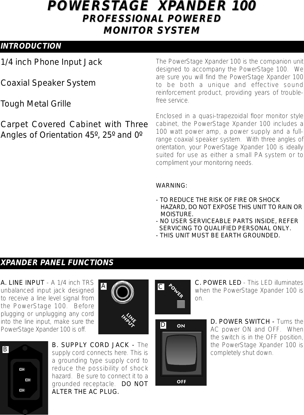 Page 2 of 4 - Fender Power Stage_Expander_100_manual Stage Expander 100 Manual