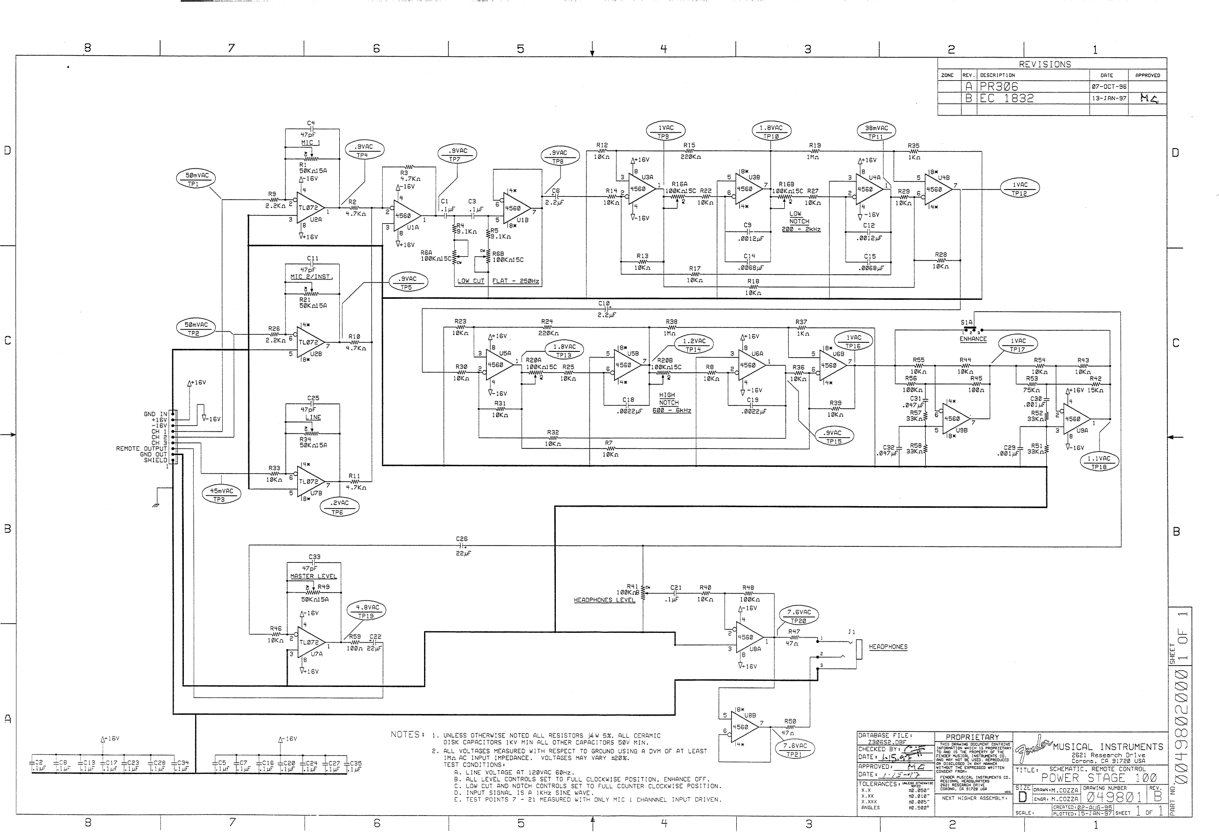 Page 1 of 3 - Fender Power Stage 100 Powerstage Schematic