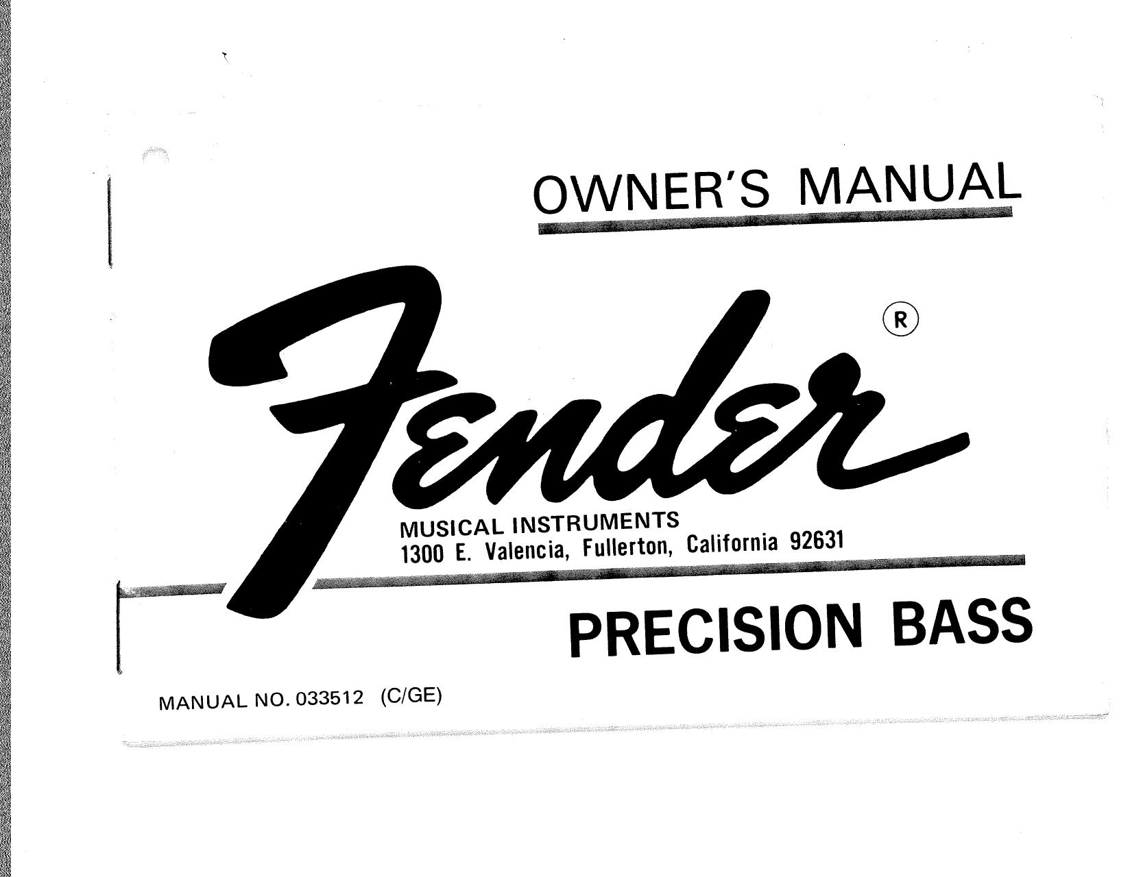 Page 1 of 12 - Fender  Precision Bass 1975 Manual