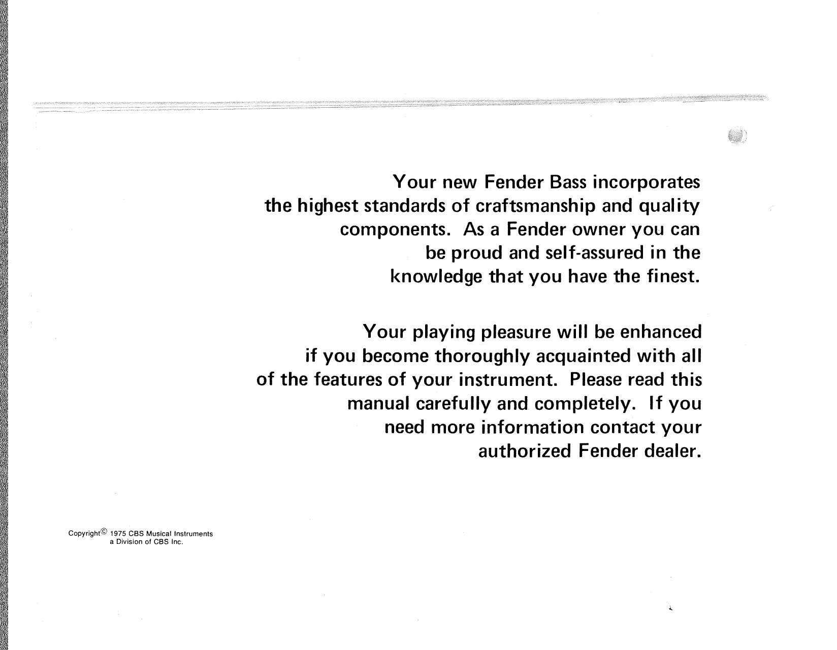 Page 2 of 12 - Fender  Precision Bass 1975 Manual
