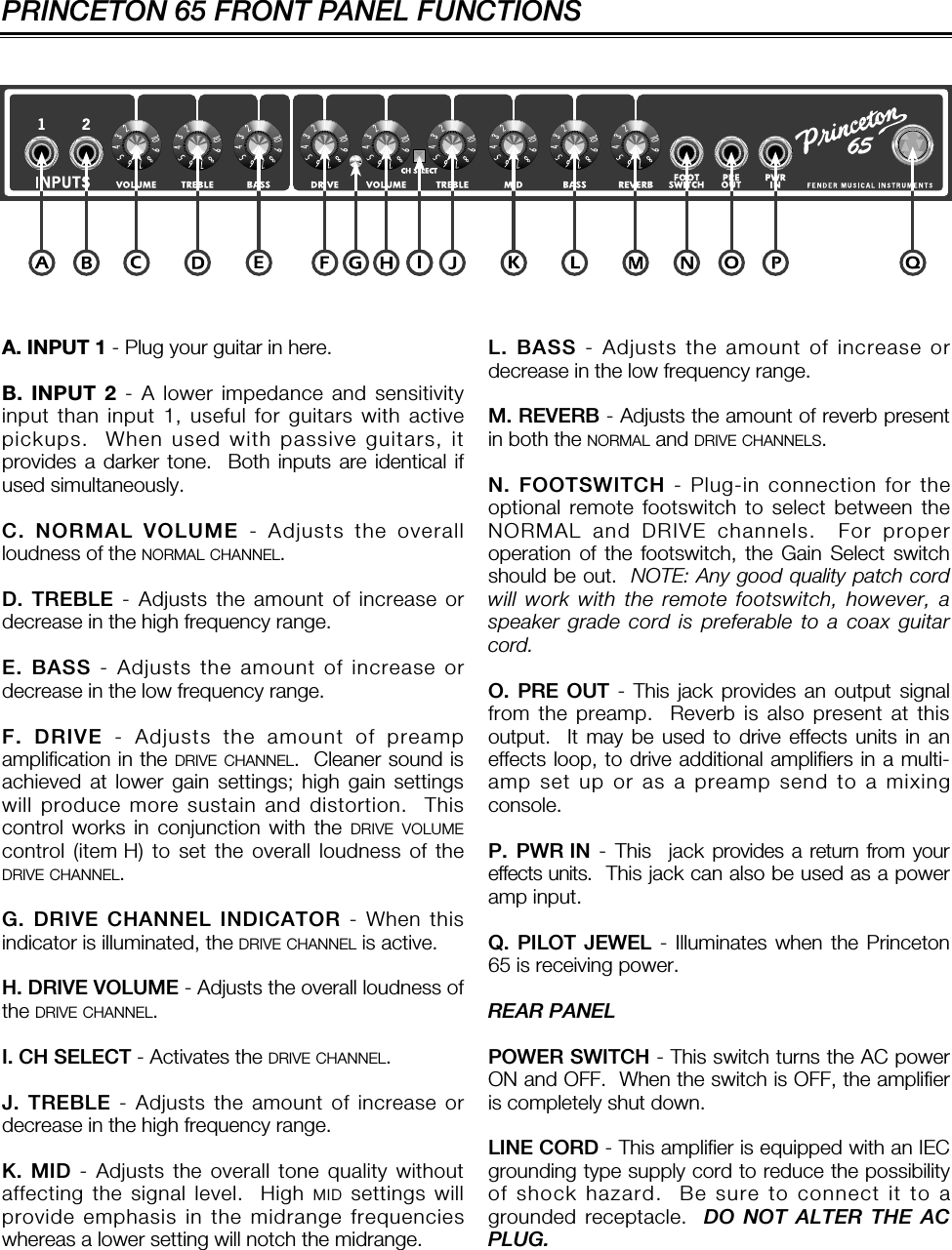 Page 3 of 4 - Fender  Princeton_65_manual Princeton 65 Manual