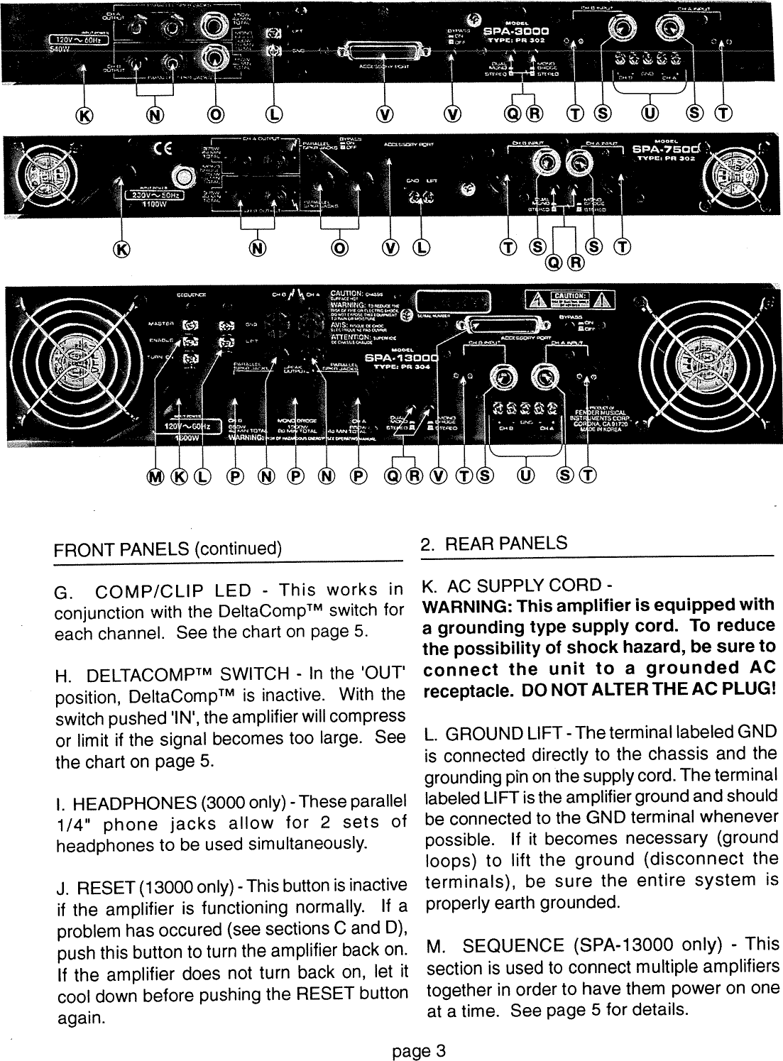 Fender SPA 7500 Power Amplifiers Manual