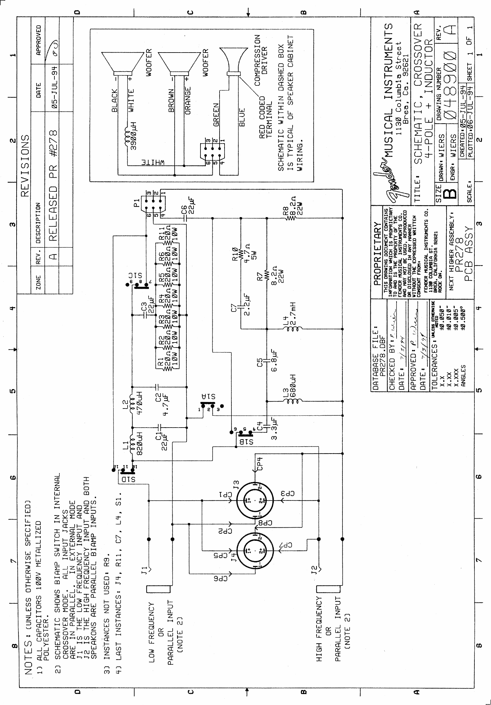 Page 1 of 1 - Fender - SPLSpkrs  SPL 1225-1226 Speakers Schematic