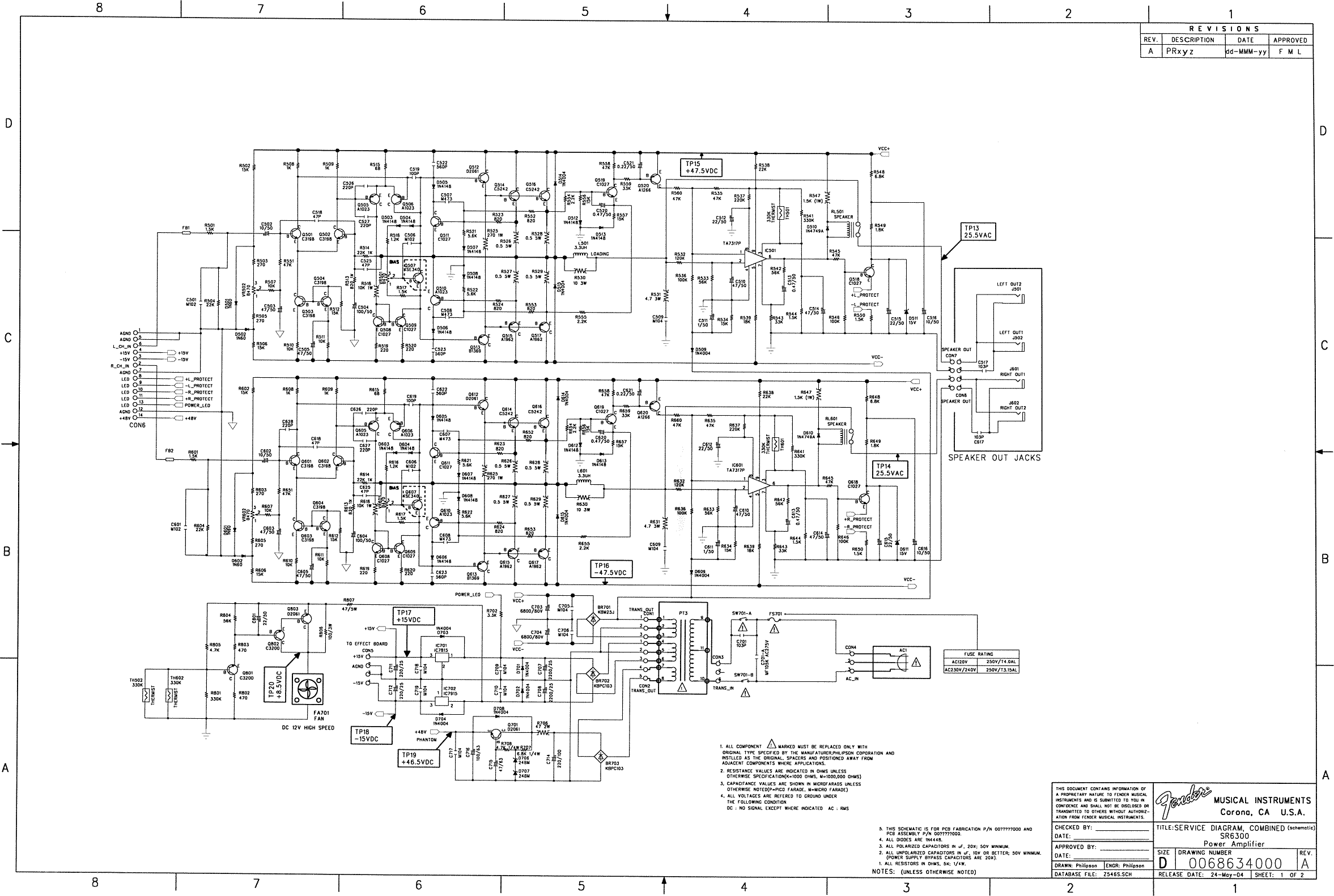 Page 1 of 8 - Fender - SR Mixer Service Manual SR6300 & SR8500 Pwr Mxr