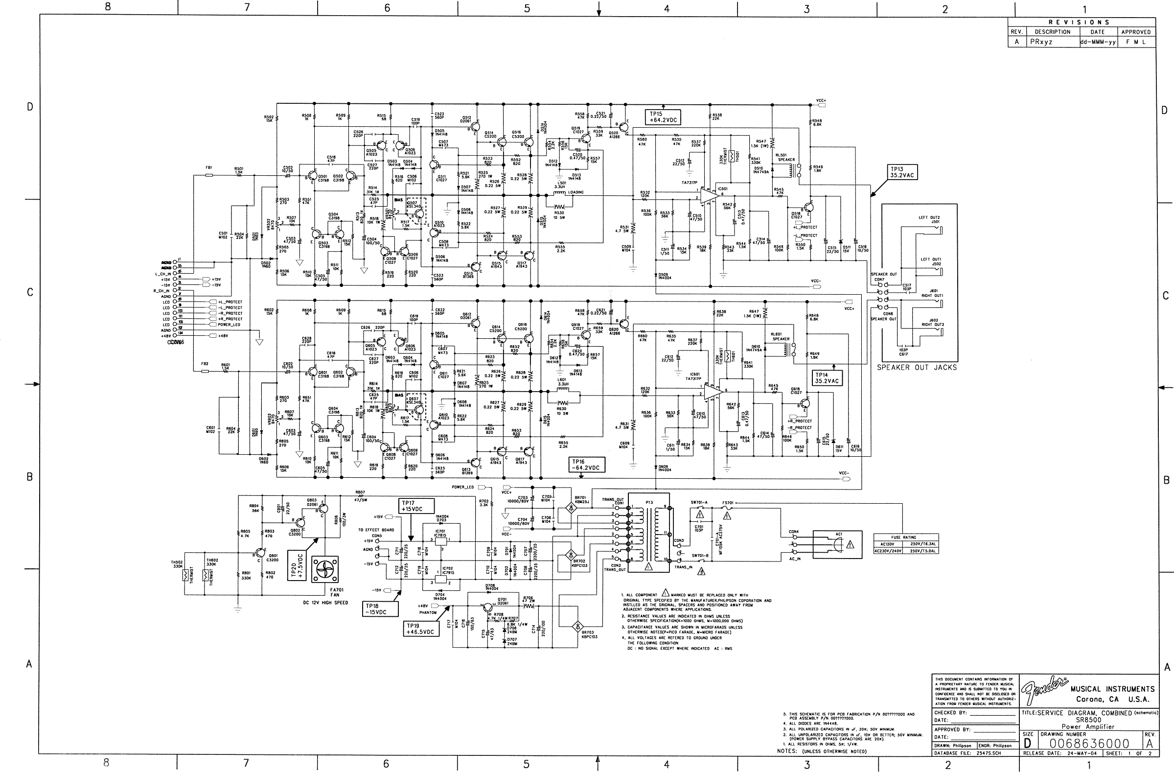 Page 3 of 8 - Fender - SR Mixer Service Manual SR6300 & SR8500 Pwr Mxr