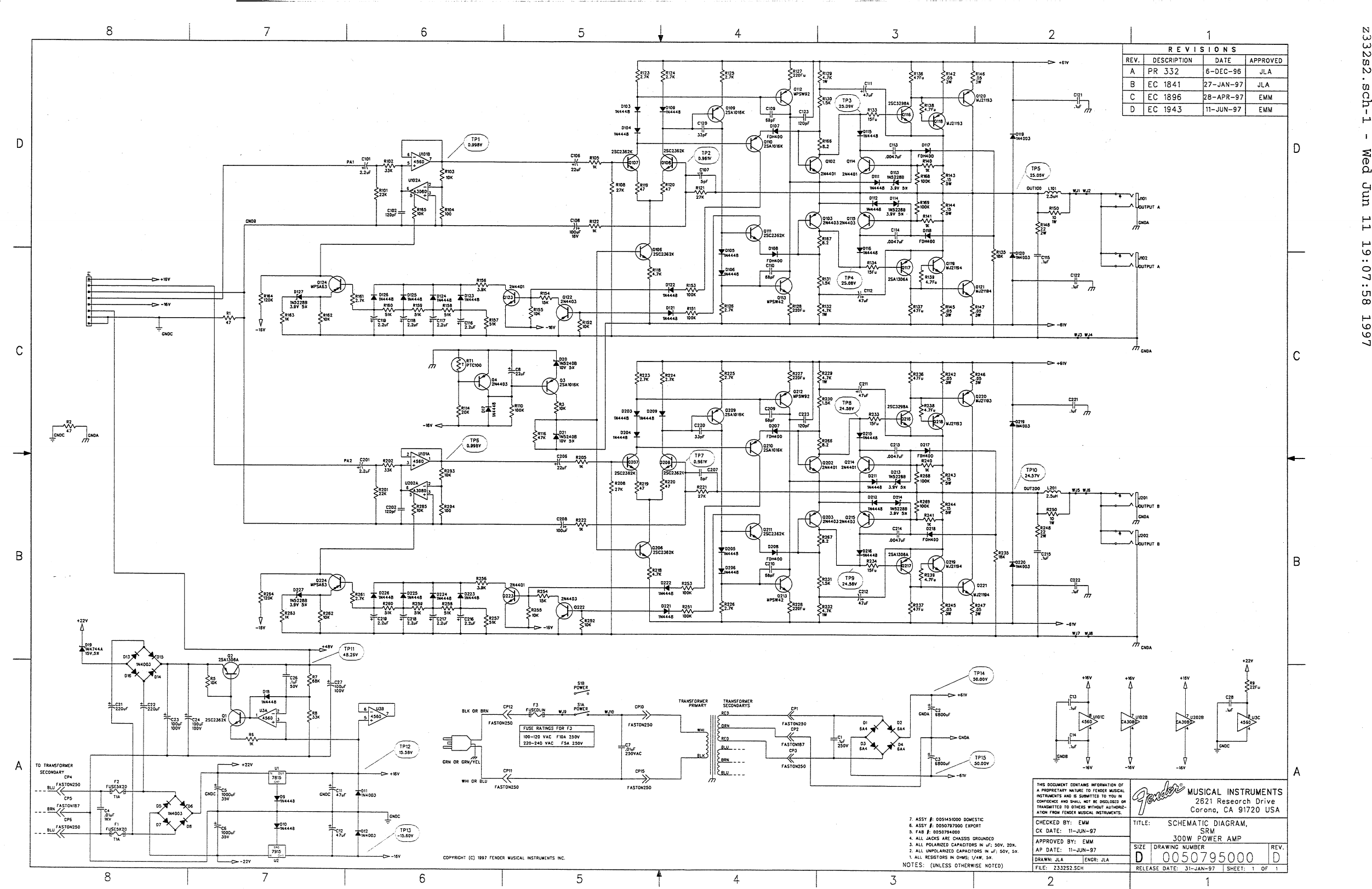 Fender SRM 6302T 6302 8302 Schematic