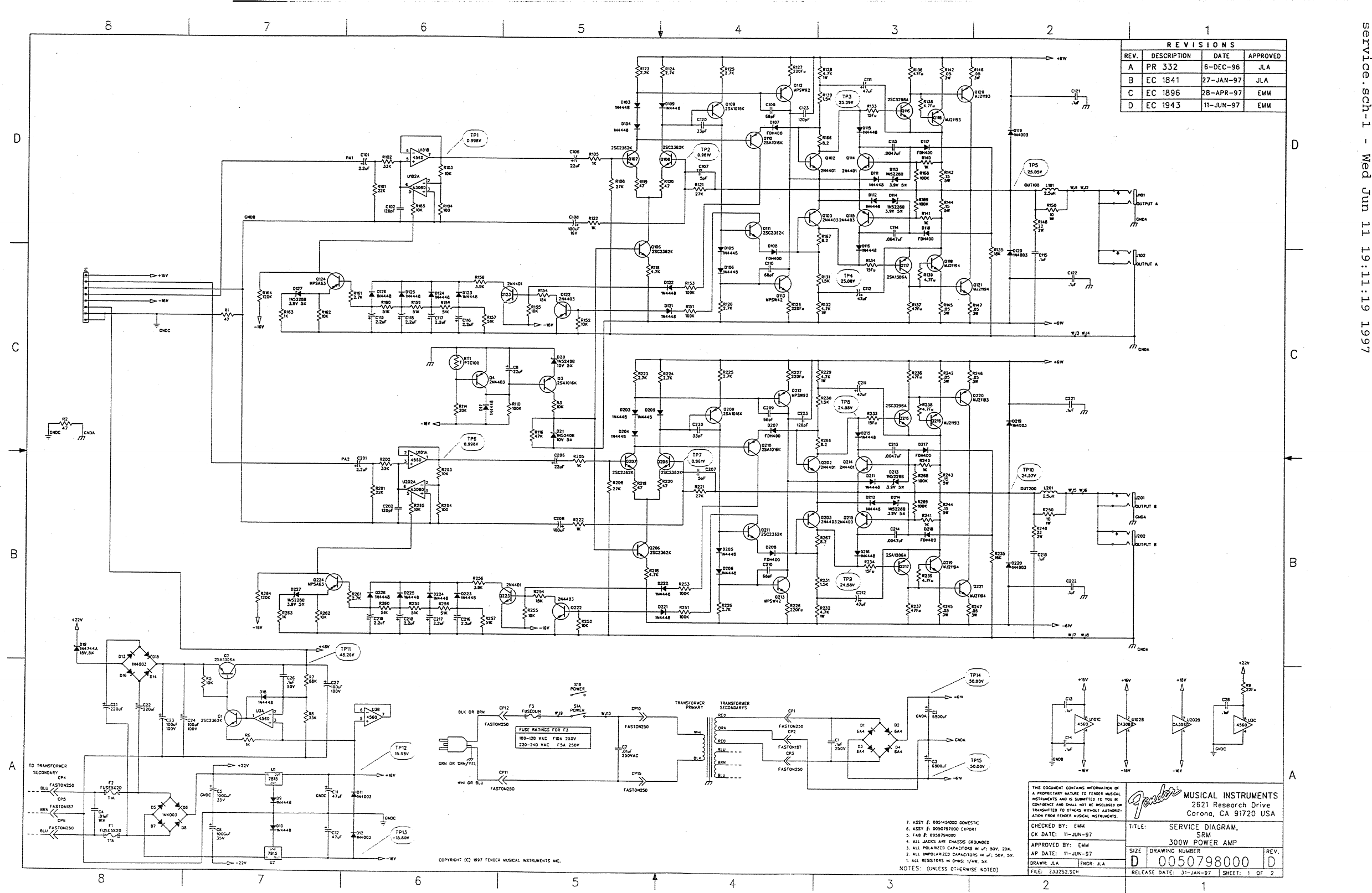 Fender SRM 6302T 6302 8302 Schematic