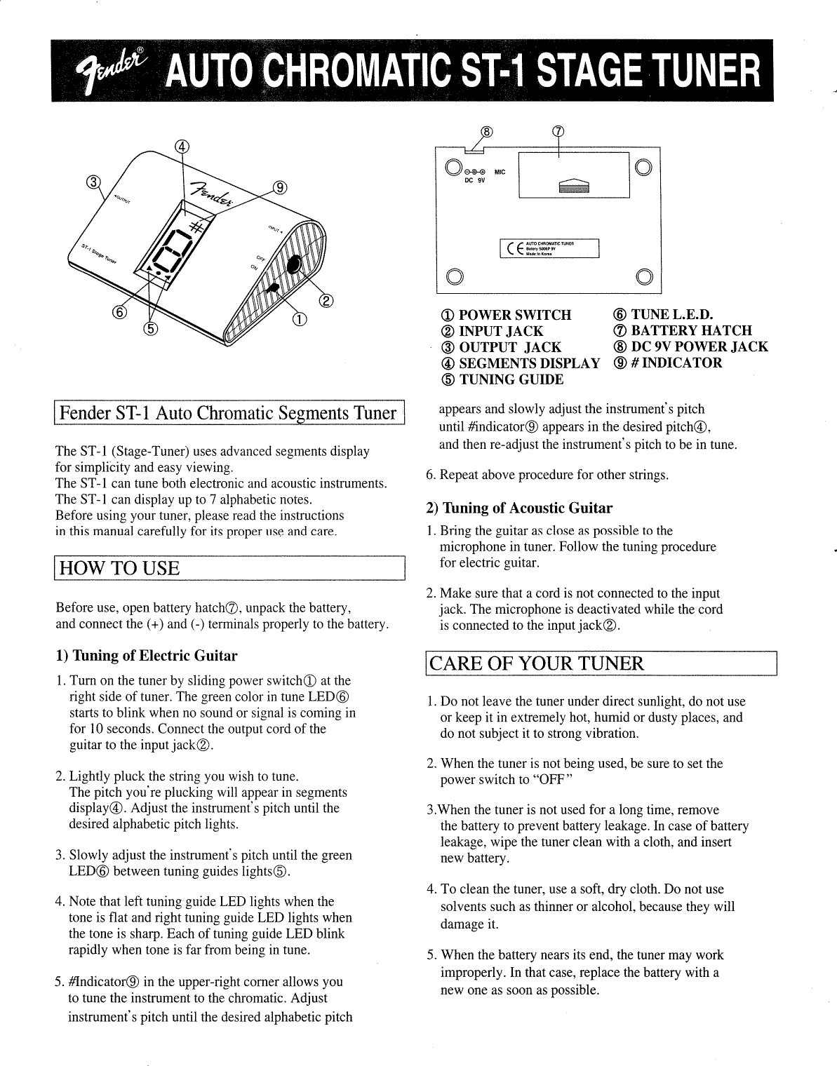 Page 1 of 1 - Fender  ST-1 Stage Tuner
