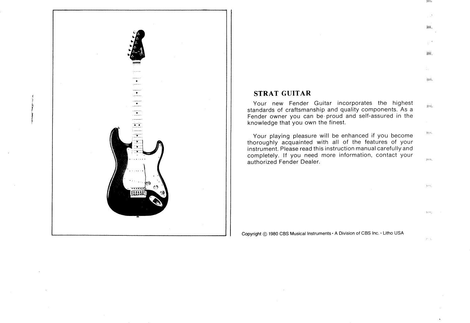 Page 2 of 12 - Fender  STRAT 1980 Manual