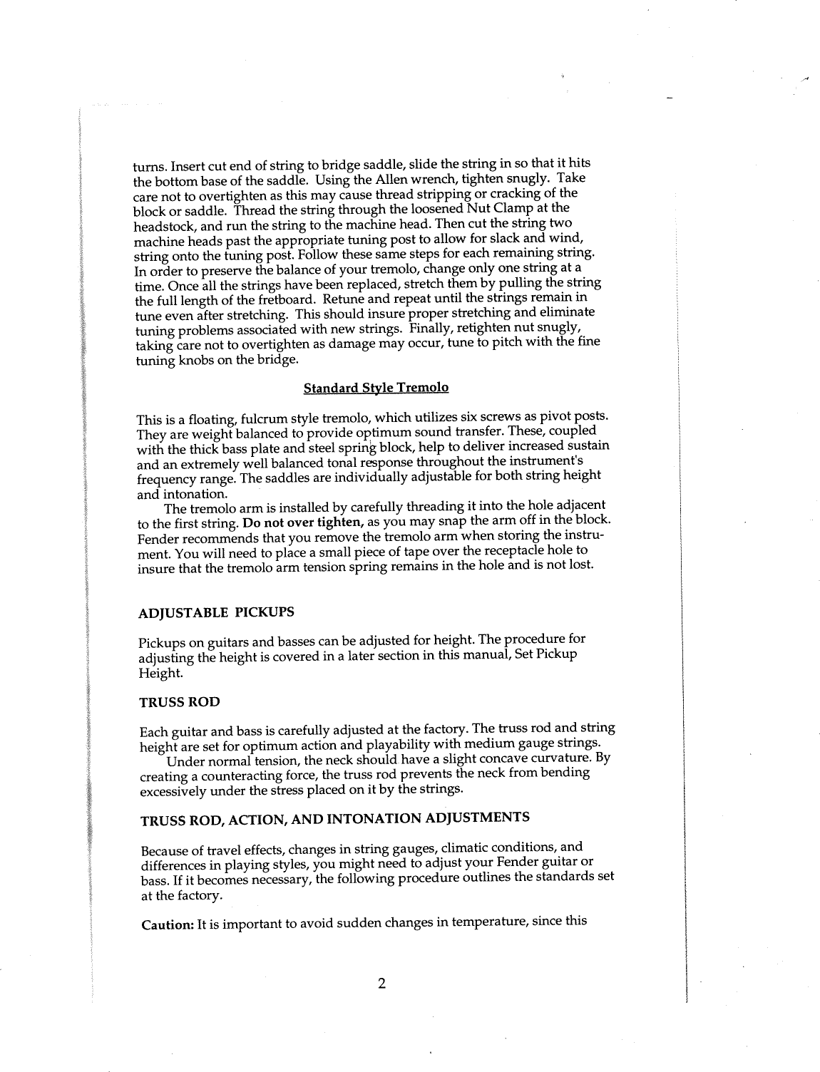 Page 5 of 12 - Fender  Squier_Squier_Bullet_Guitars_(1995)_manual Squier Bullet Guitars 1995 Manual