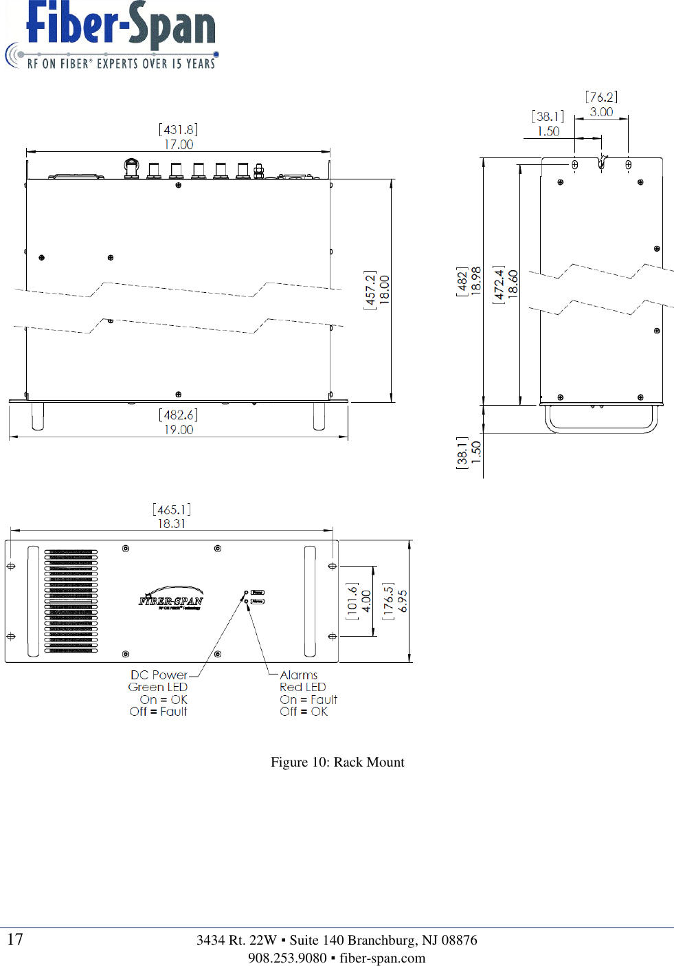   17  3434 Rt. 22W ▪ Suite 140 Branchburg, NJ 08876 908.253.9080 ▪ fiber-span.com      Figure 10: Rack Mount 