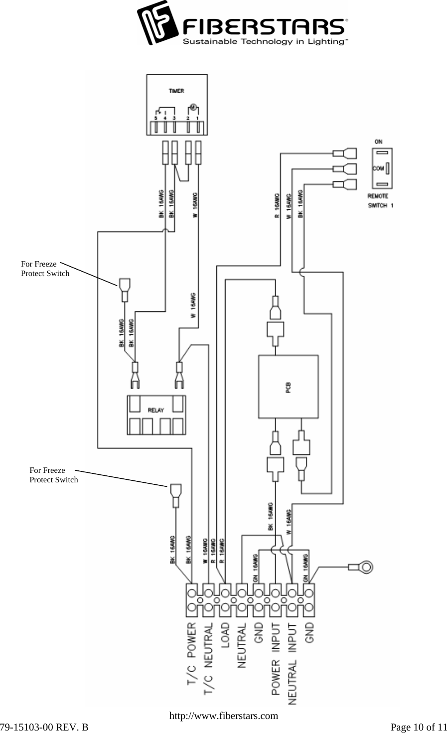    http://www.fiberstars.com   For Freeze Protect Switch For Freeze Protect Switch 79-15103-00 REV. B    Page 10 of 11 