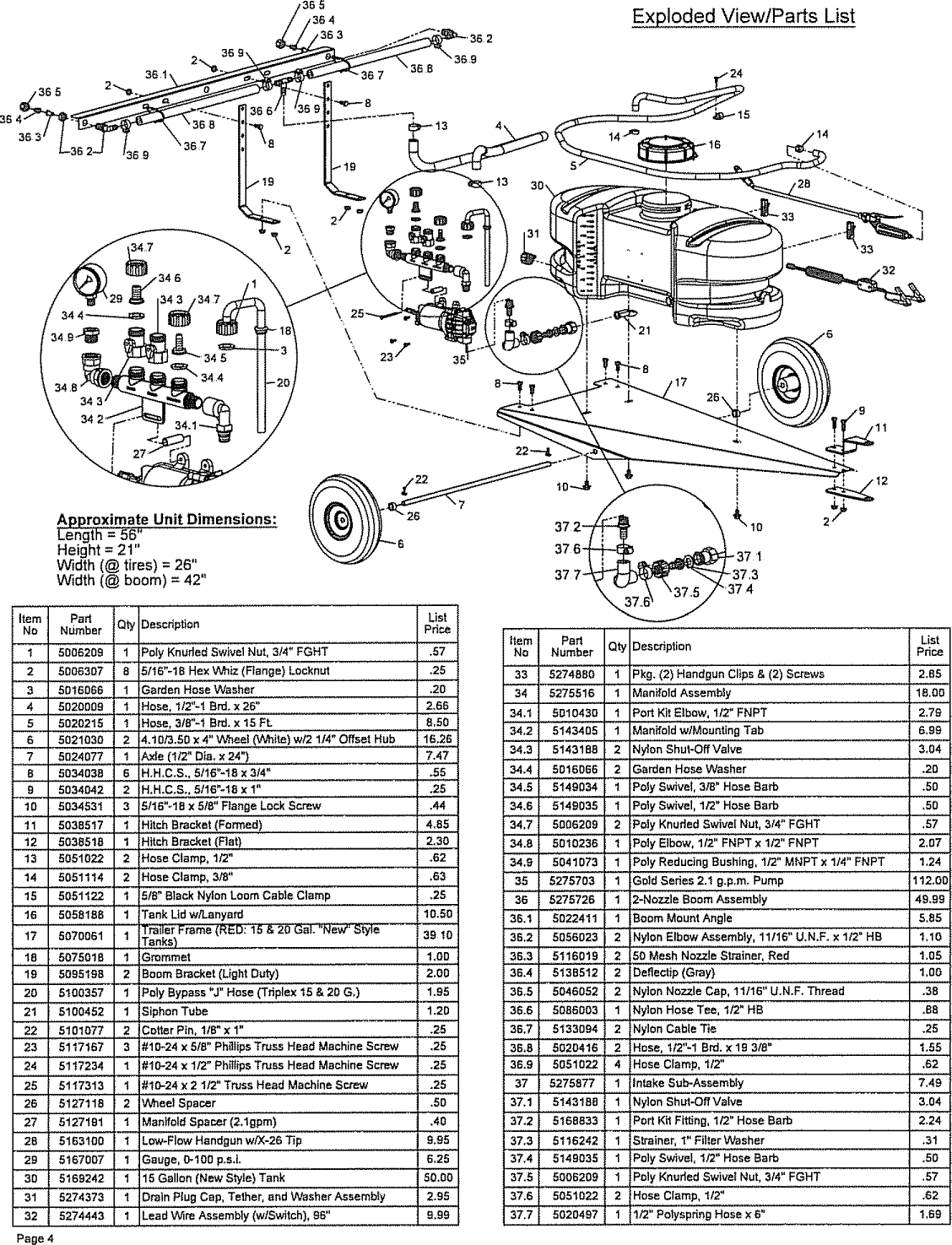 Page 4 of 4 - Fimco LG-1500-303 User Manual  LAWN & GARDEN TRAILER SPRAYER - Manuals And Guides 1007366L