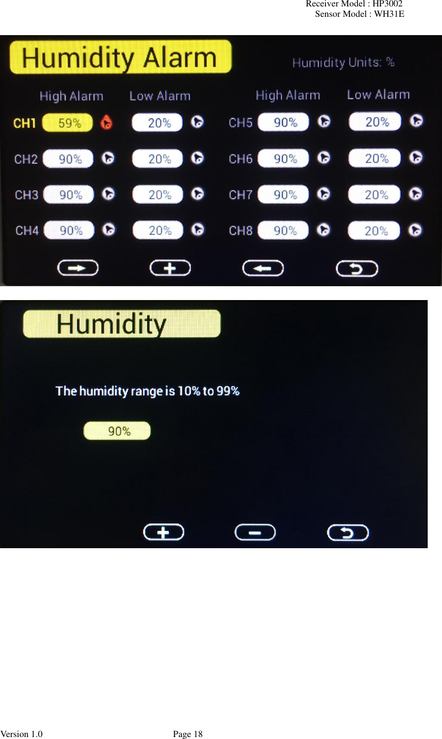 Receiver Model : HP3002 Sensor Model : WH31E  Version 1.0             Page 18     