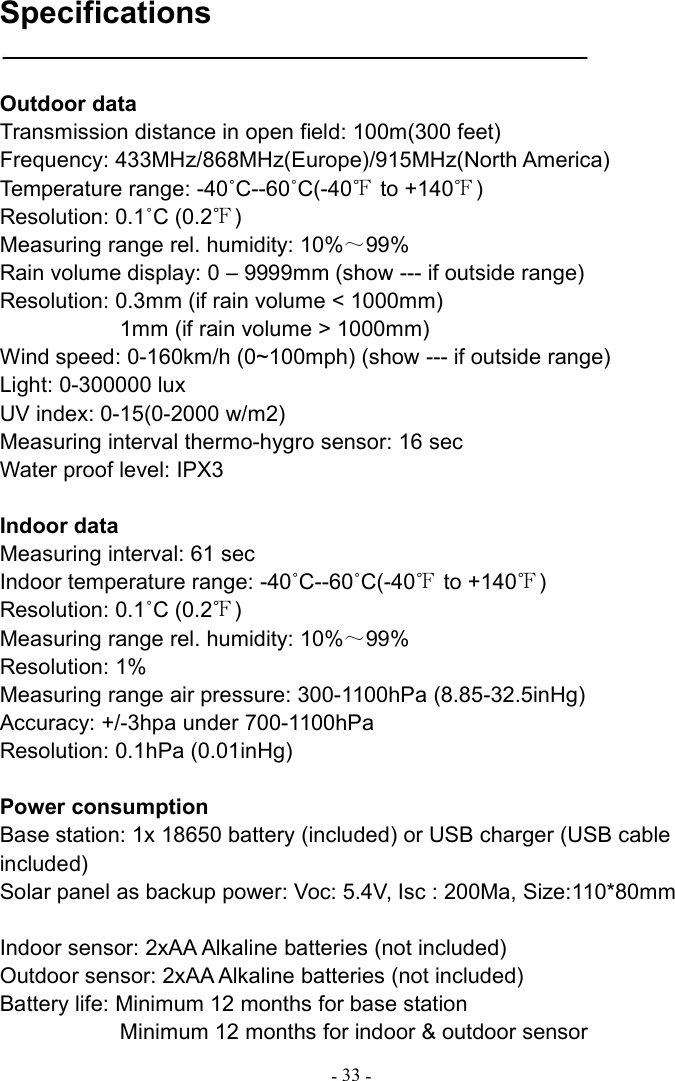 Page 34 of Fine Offset Electronics WH32J Weather Station(transmitter) User Manual 