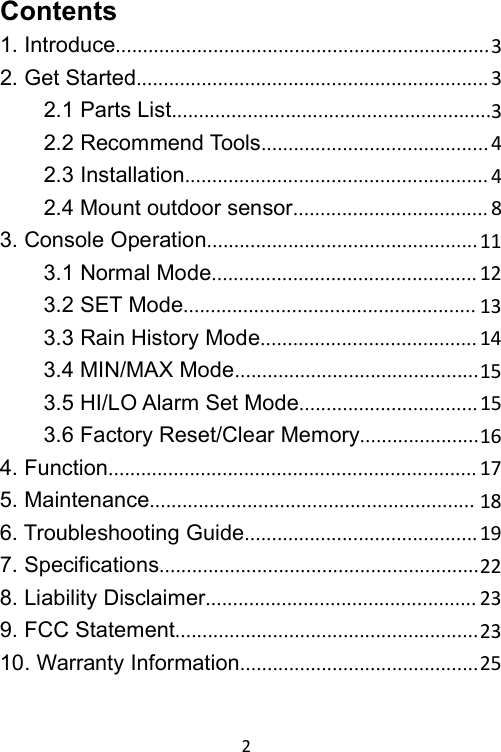 Page 2 of Fine Offset Electronics WH40B Rain Gauge(Transmitter) User Manual 