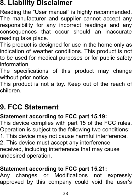 Page 23 of Fine Offset Electronics WH40B Rain Gauge(Transmitter) User Manual 