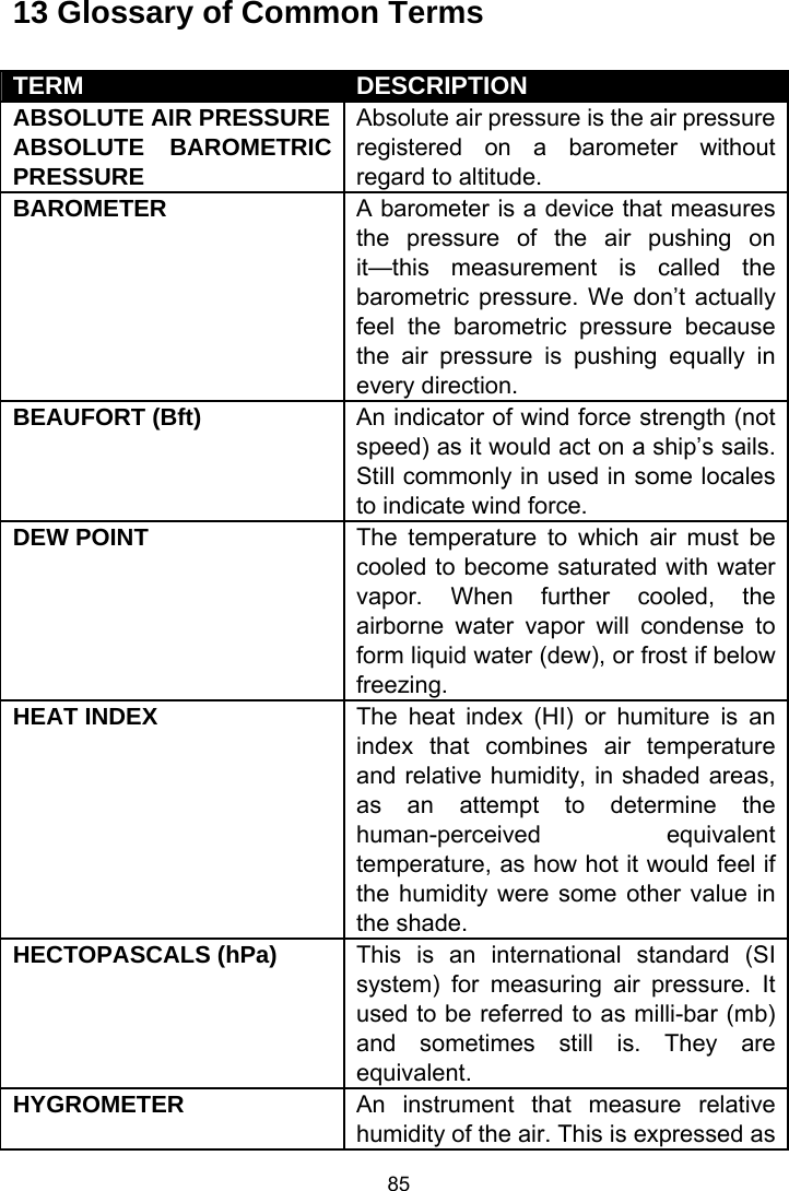 Page 85 of Fine Offset Electronics WH69C Wireless weather station(Transmitter) User Manual WH2320C  WH69C 433MHz US manual