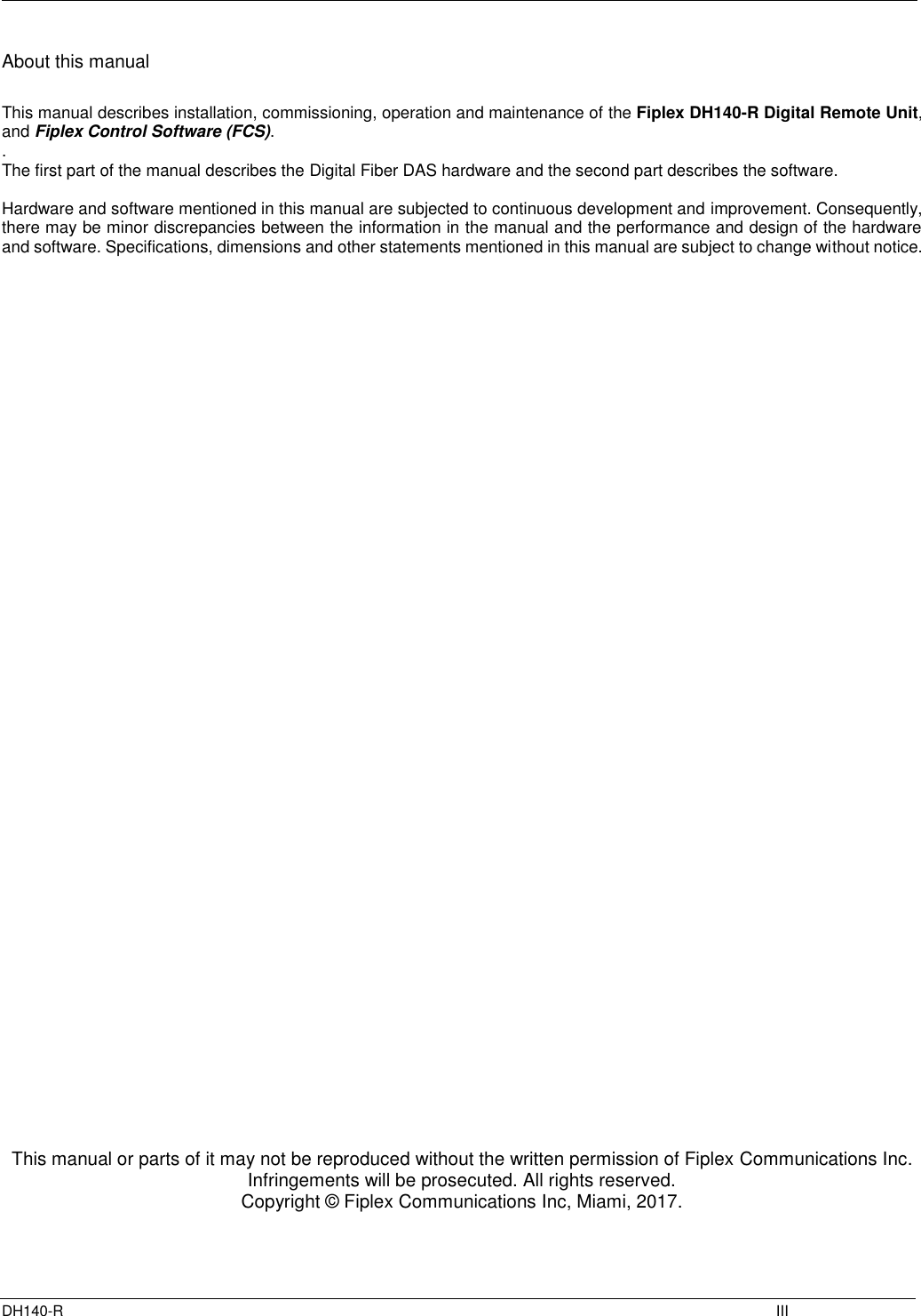 Page 3 of Fiplex Communications DH140-R VHF DIGITAL REMOTE UNIT User Manual TETRA User s Manual