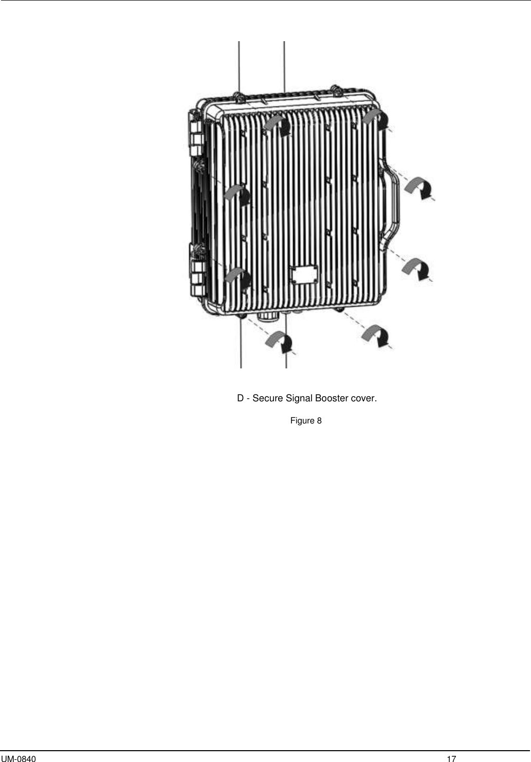  UM-0840  17                 D - Secure Signal Booster cover.                                   Figure 8                                   