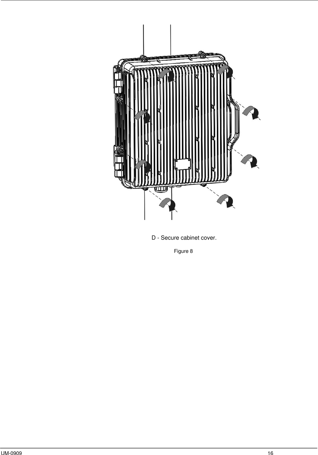  UM-0909  16                 D - Secure cabinet cover.                                   Figure 8                                   