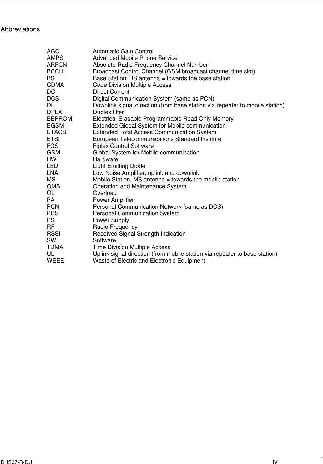 Page 4 of Fiplex Communications DHS37-R-DU SINGLE CHANNEL AMPLIFIER User Manual TETRA User s Manual