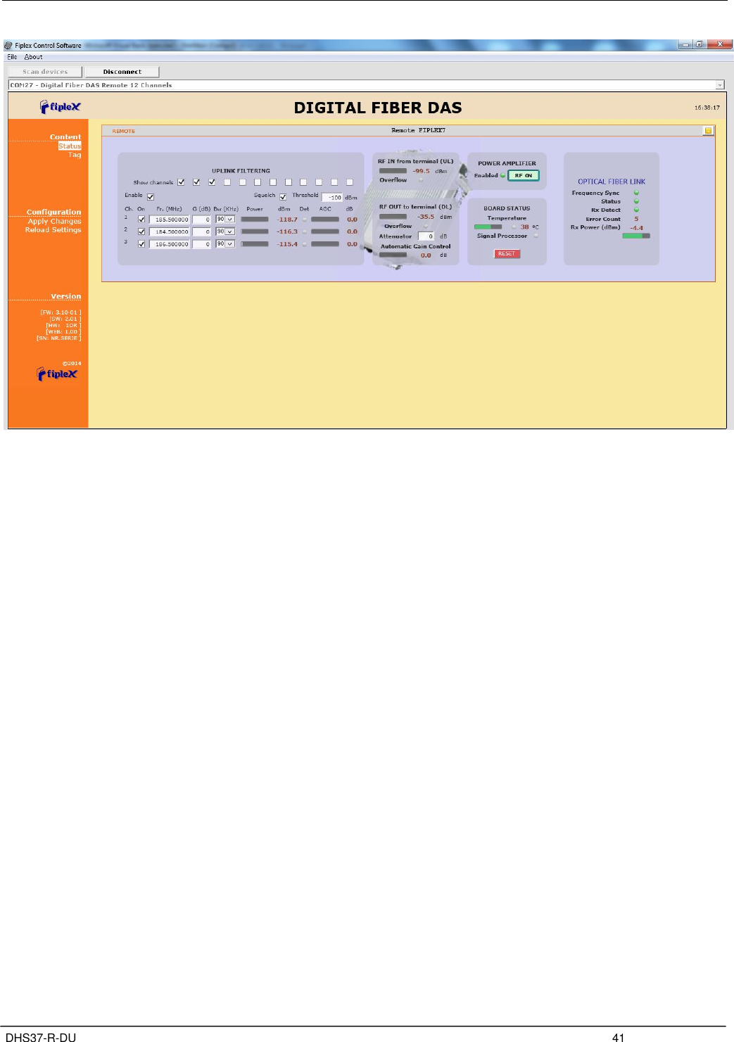 Page 45 of Fiplex Communications DHS37-R-DU SINGLE CHANNEL AMPLIFIER User Manual TETRA User s Manual