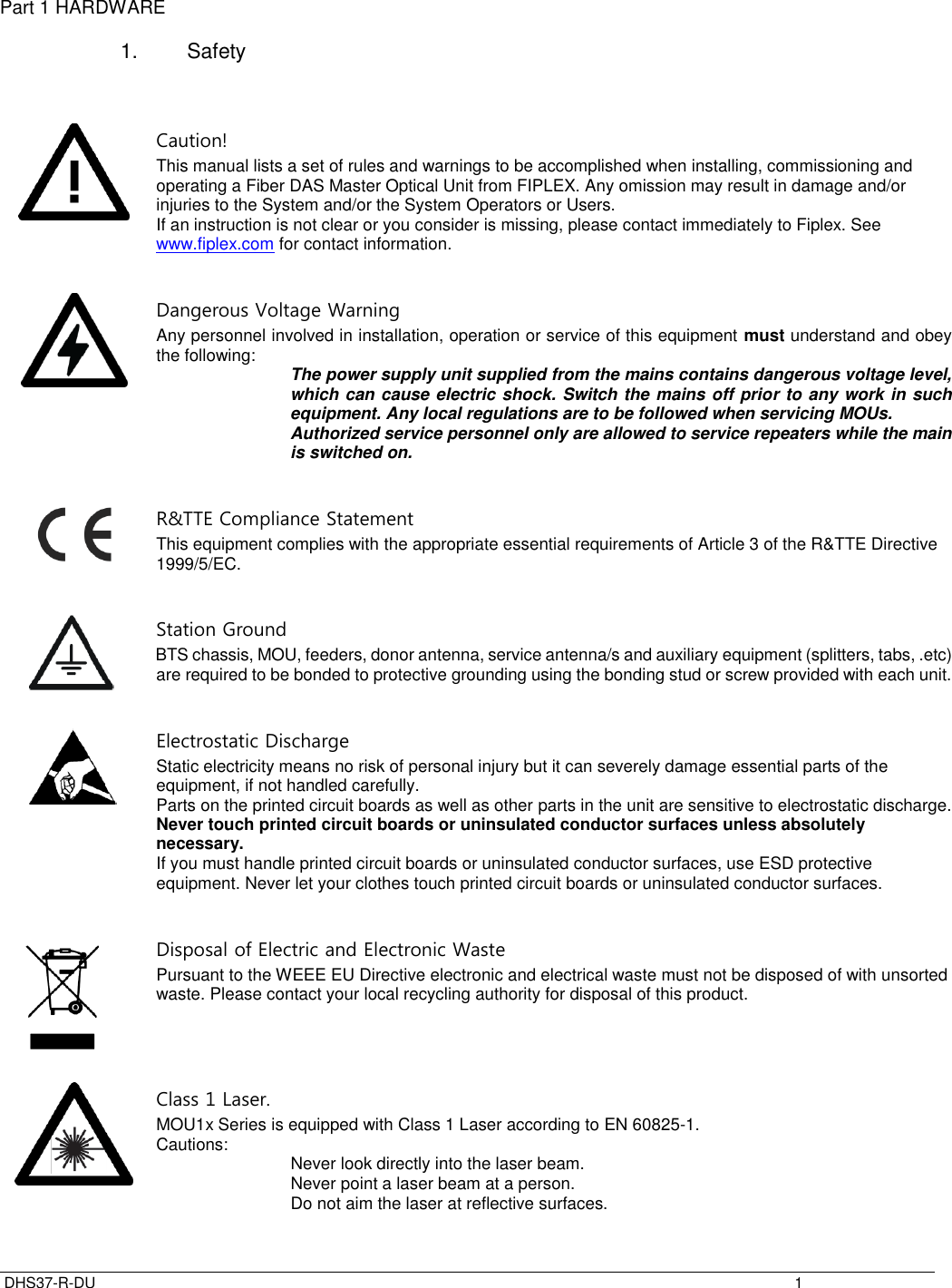 Page 5 of Fiplex Communications DHS37-R-DU SINGLE CHANNEL AMPLIFIER User Manual TETRA User s Manual