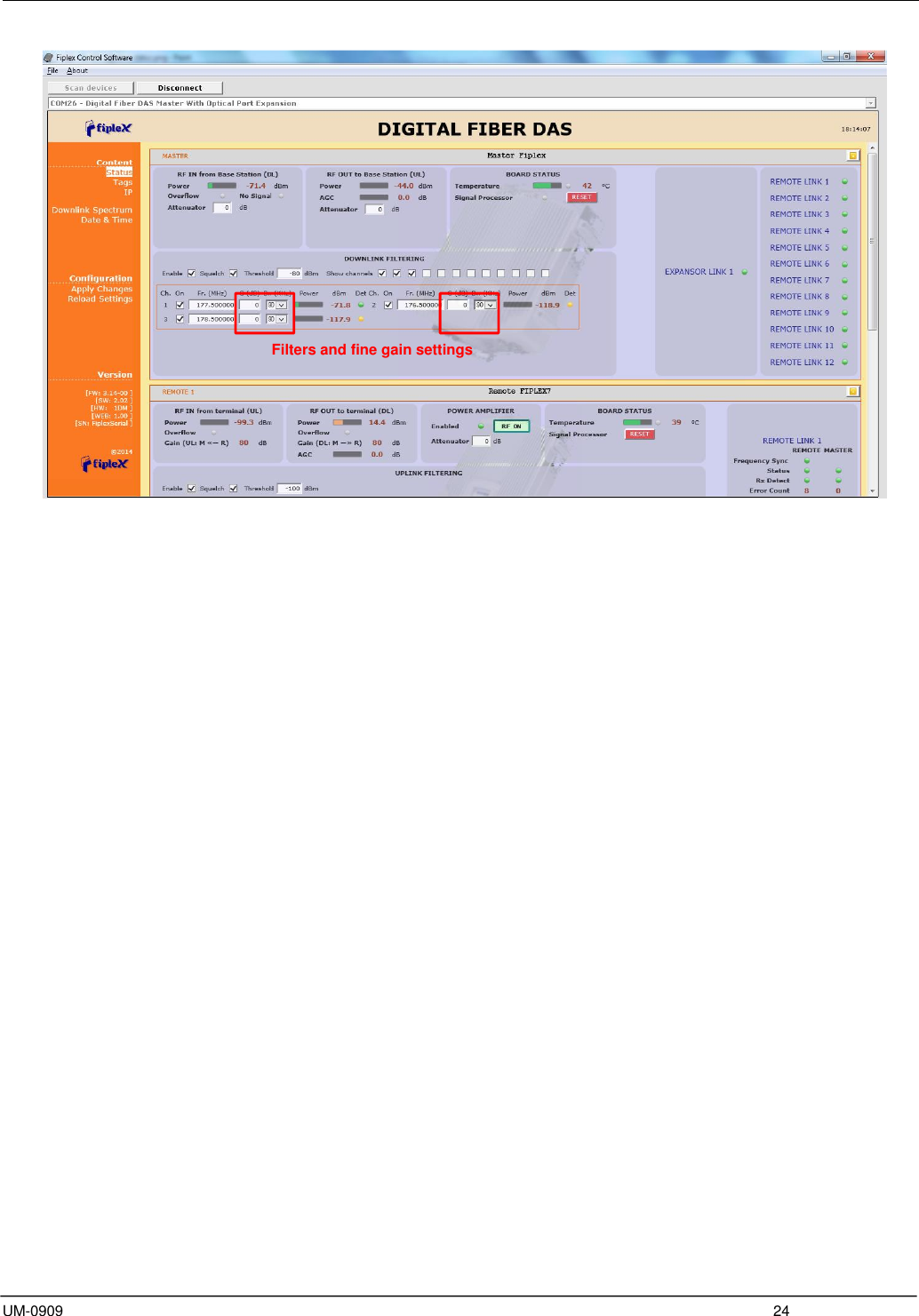  UM-0909  24                                         Filters and fine gain settings