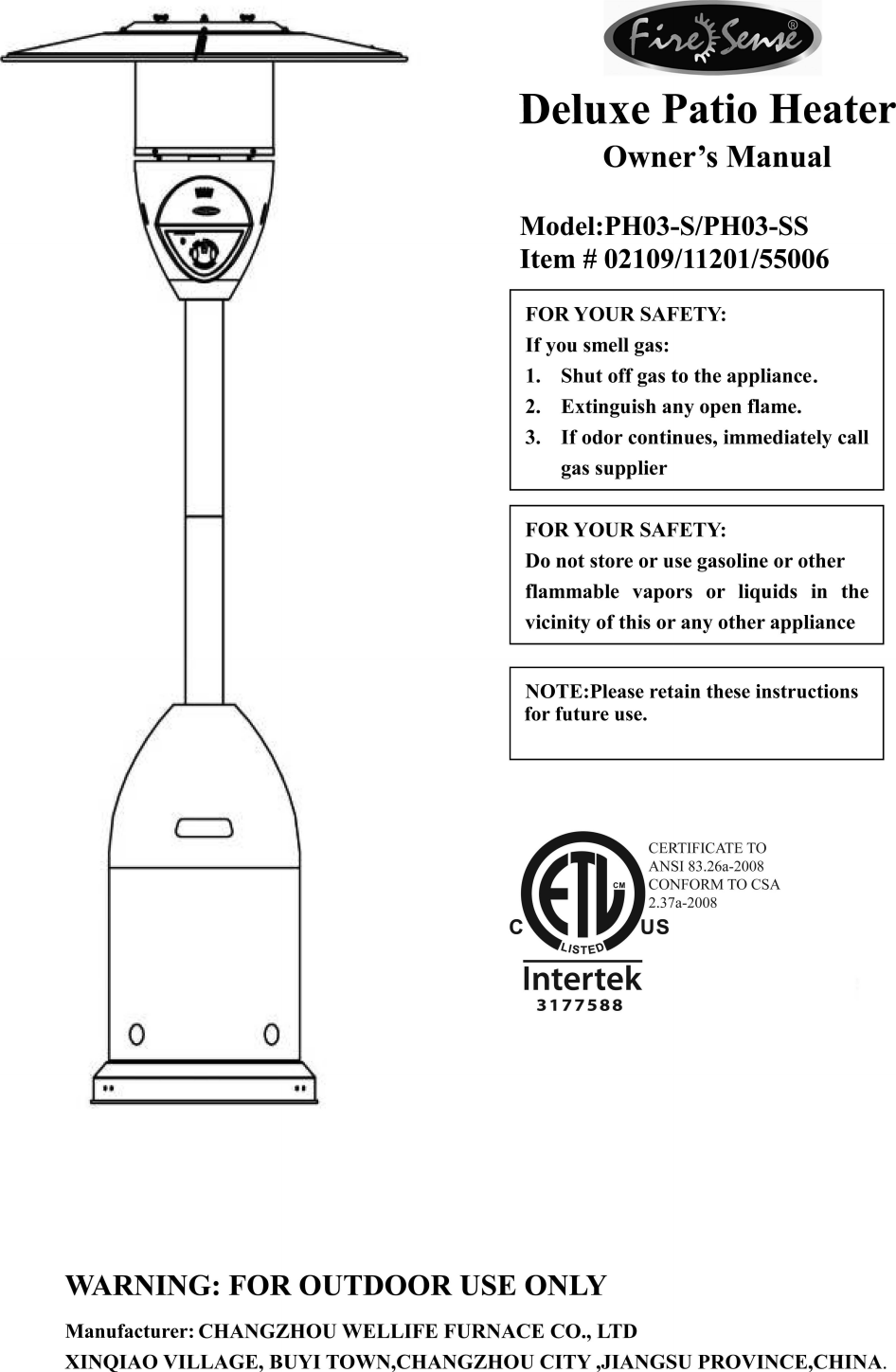 Fire Sense Ph03 S Users Manual