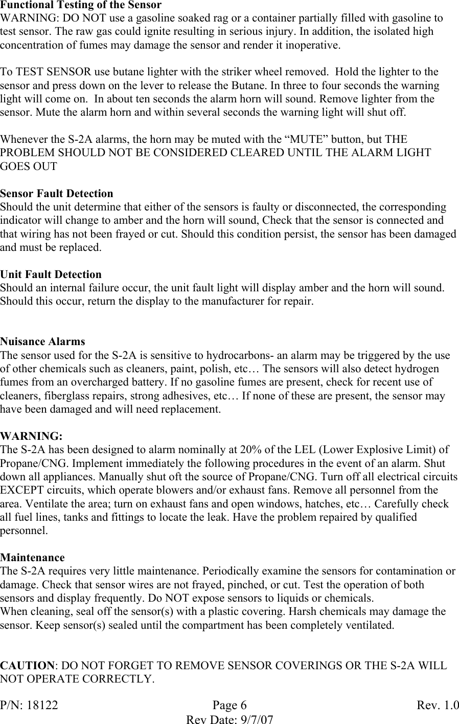 Page 6 of 9 - Fireboy-Xintex-Ltd Fireboy-Xintex-Ltd-S-2A-Users-Manual S-2A Owners Manual Rev 1.0