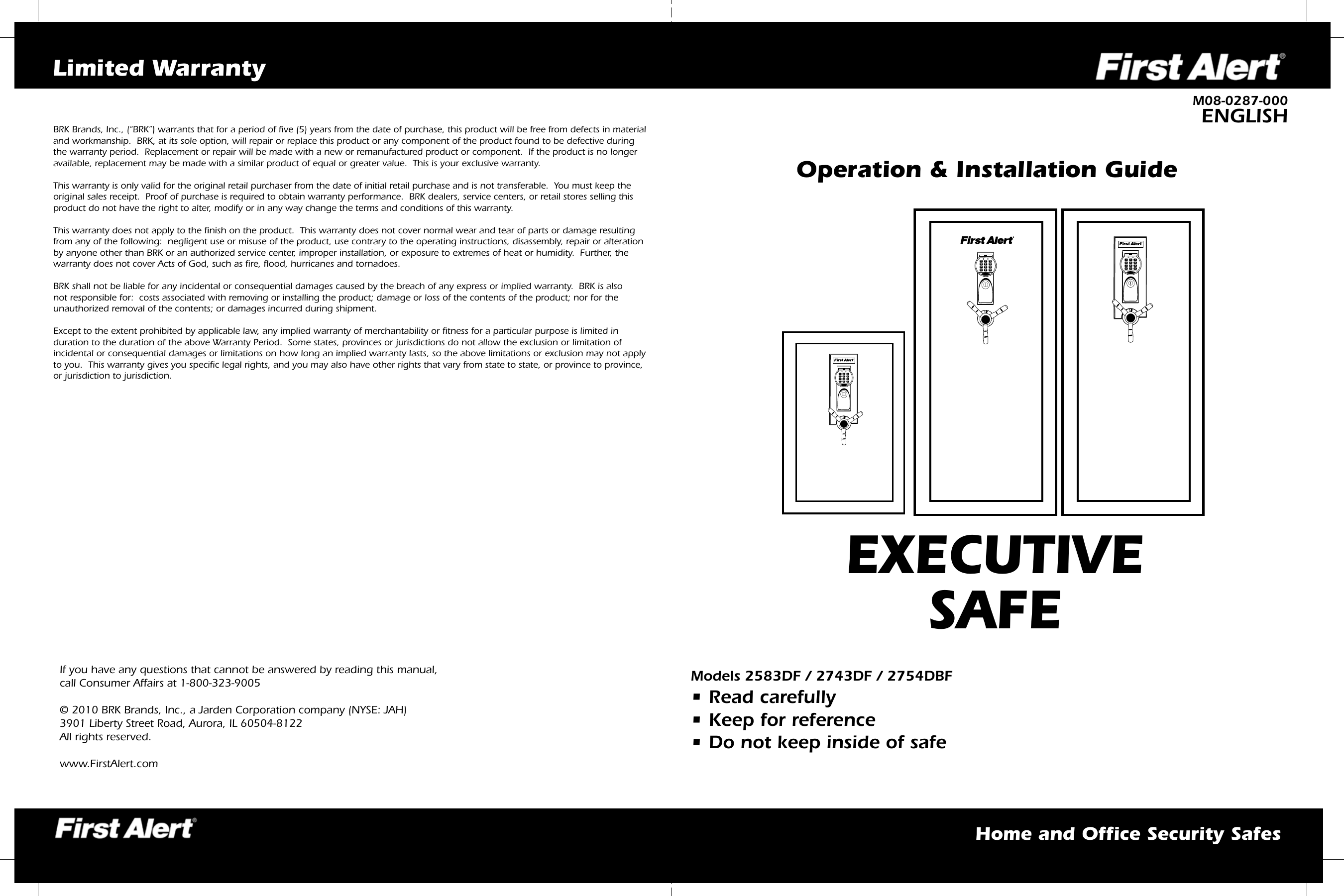 Page 1 of 4 - First-Alert First-Alert-10-6-Cu-Ft-Digital-Deluxe-Executive-Gun-Safe-Users-Manual-  First-alert-10-6-cu-ft-digital-deluxe-executive-gun-safe-users-manual