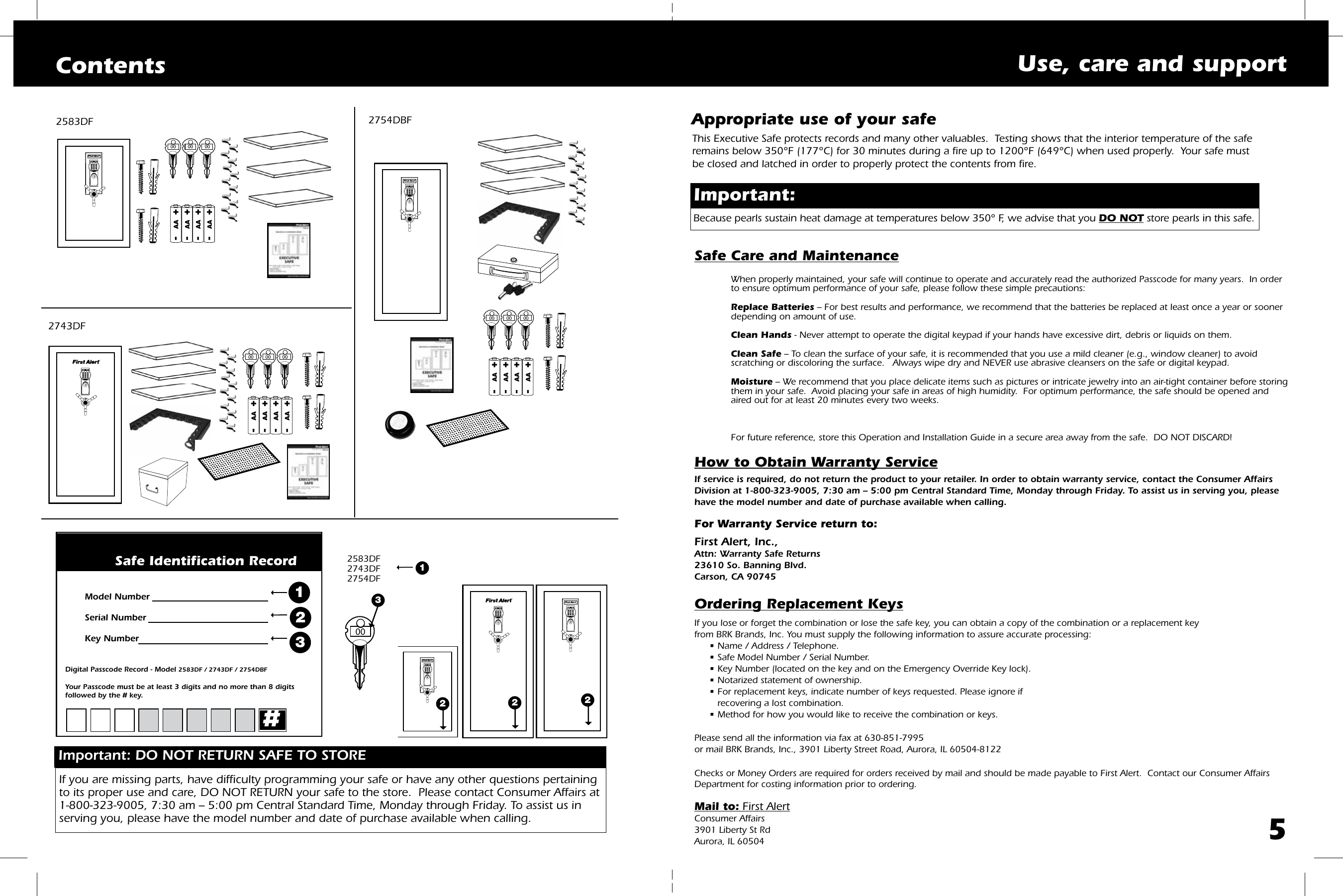 Page 2 of 4 - First-Alert First-Alert-10-6-Cu-Ft-Digital-Deluxe-Executive-Gun-Safe-Users-Manual-  First-alert-10-6-cu-ft-digital-deluxe-executive-gun-safe-users-manual