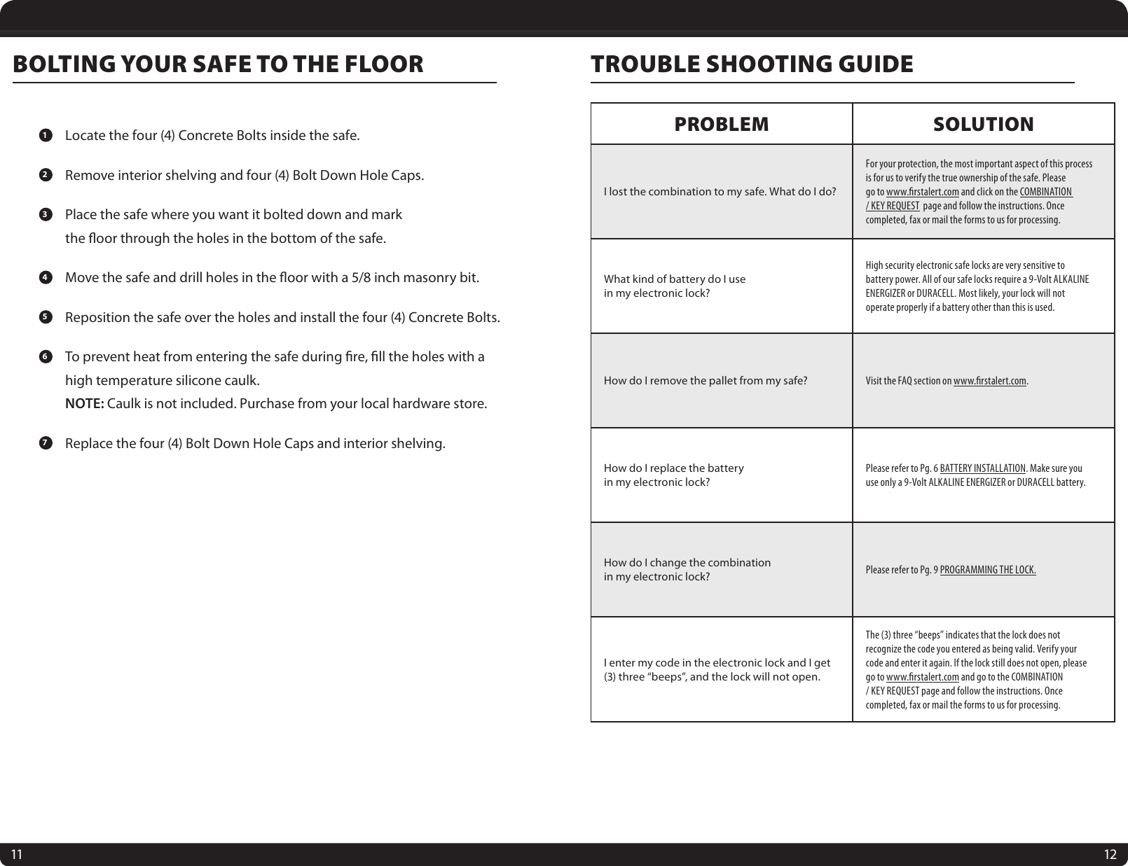 Page 7 of 9 - First-Alert First-Alert-19-Cu-Ft-Gun-Safe-Users-Manual-  First-alert-19-cu-ft-gun-safe-users-manual