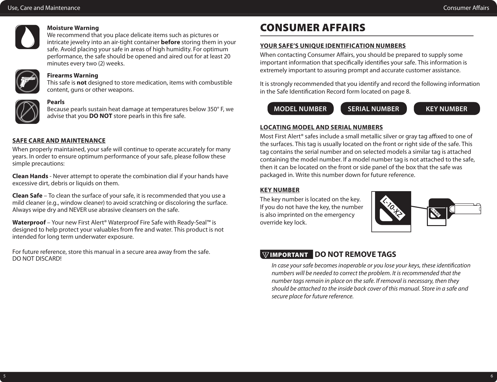 Page 4 of 6 - First-Alert First-Alert-94-Cu-Ft-Combination-Waterproof-Safe-Users-Manual- First-alert-94-cu-ft-combination-waterproof-safe-users-manual