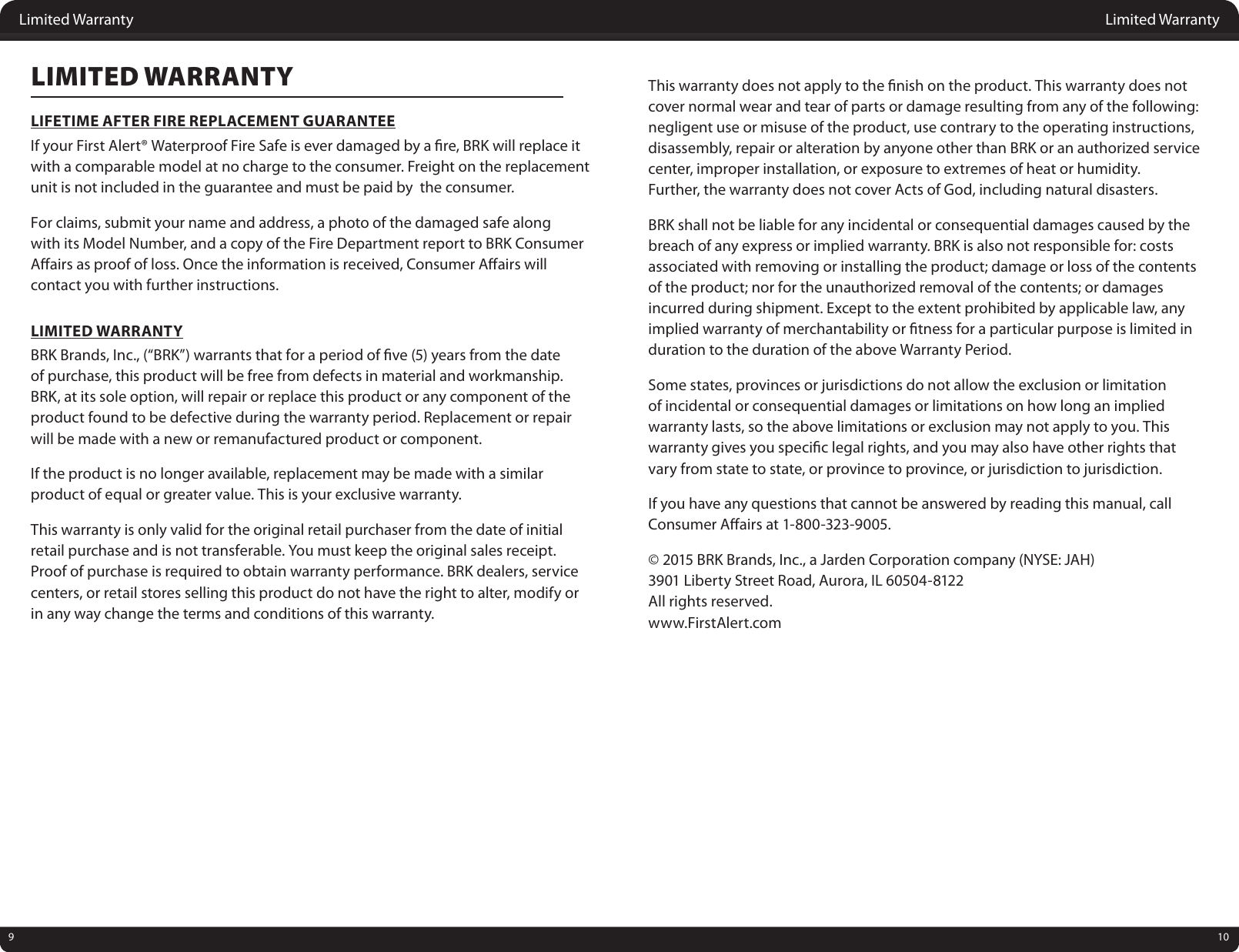 Page 6 of 6 - First-Alert First-Alert-94-Cu-Ft-Combination-Waterproof-Safe-Users-Manual- First-alert-94-cu-ft-combination-waterproof-safe-users-manual