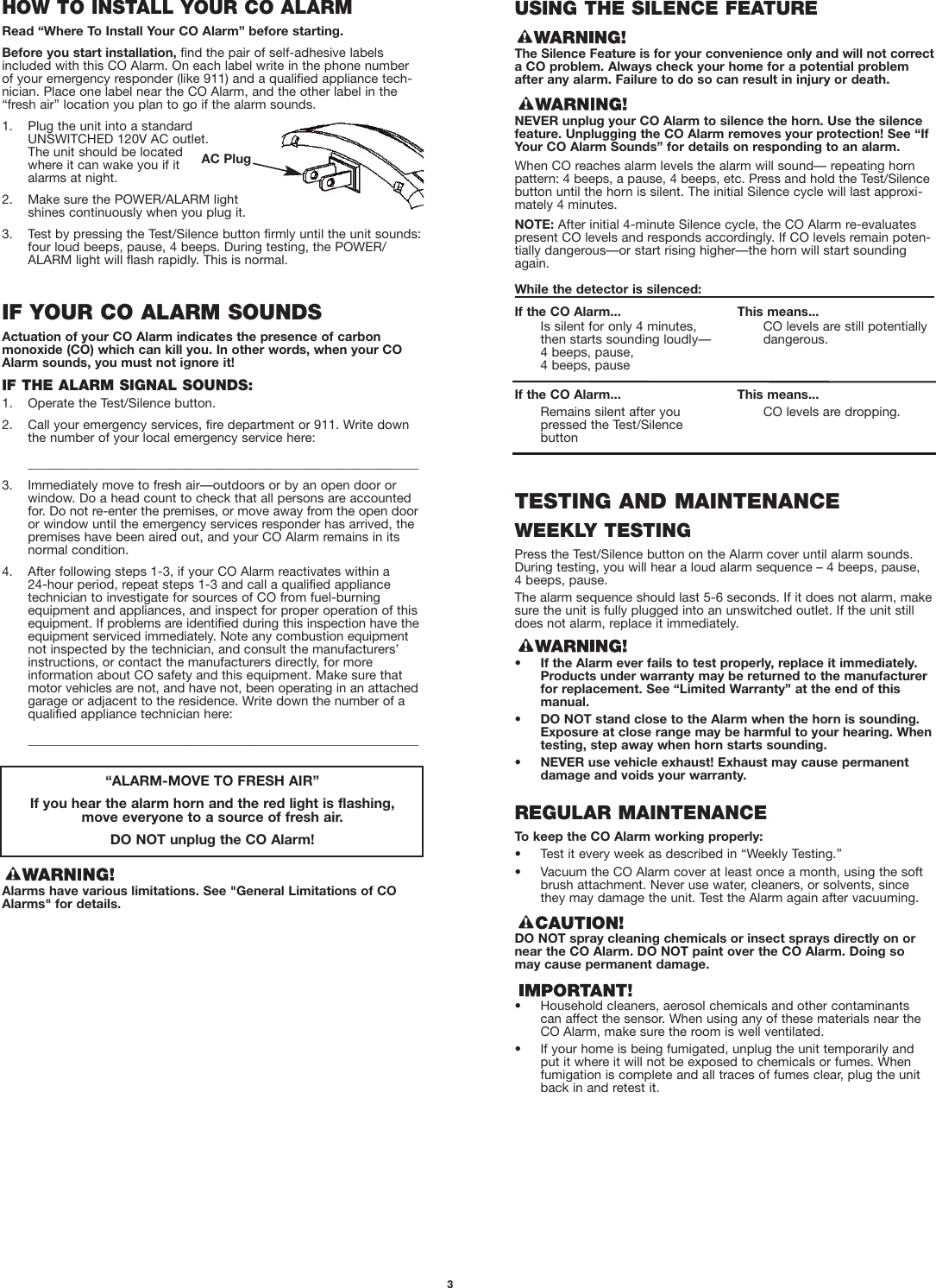 Page 3 of 6 - First-Alert First-Alert-Co600-Users-Manual- M08-0152-002E_CO600p1  First-alert-co600-users-manual