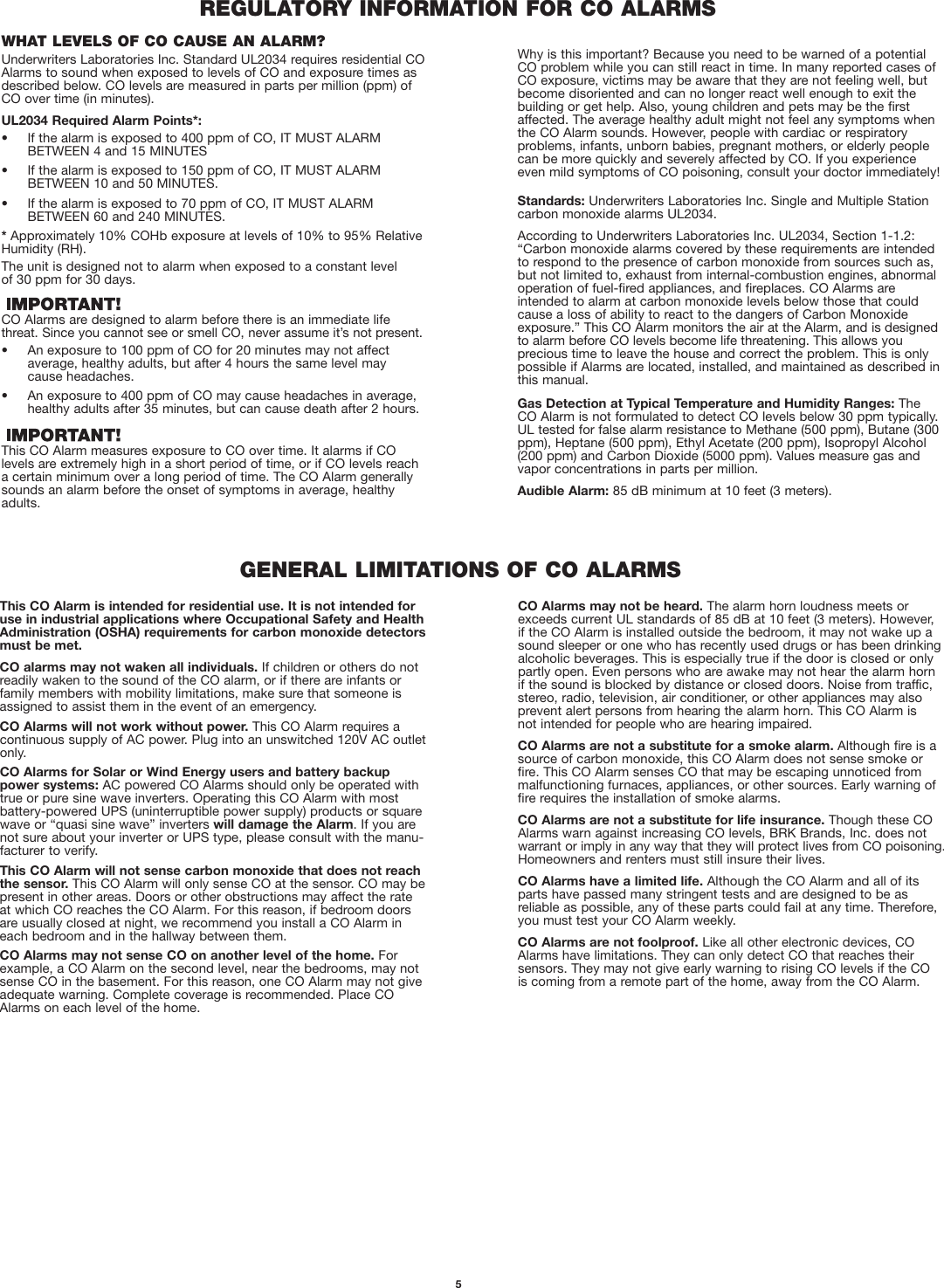 Page 5 of 6 - First-Alert First-Alert-Co600-Users-Manual- M08-0152-002E_CO600p1  First-alert-co600-users-manual