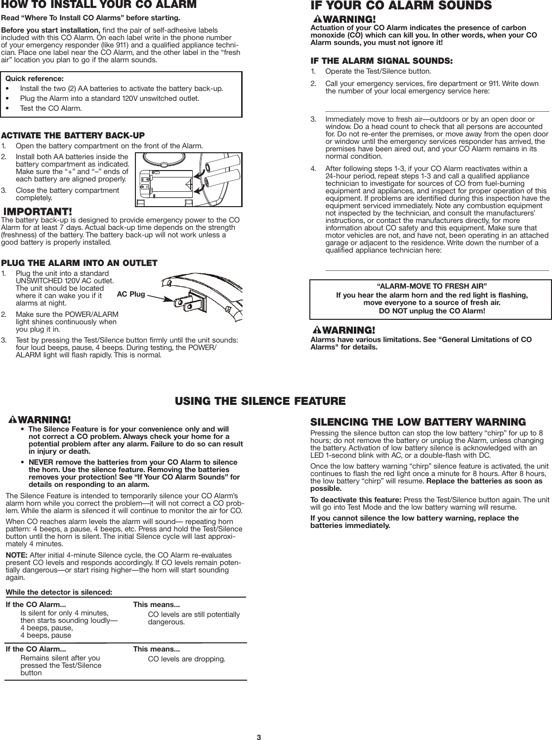 Page 3 of 6 - First-Alert First-Alert-Co605-Users-Manual- M08-0153-002E_CO605p1  First-alert-co605-users-manual