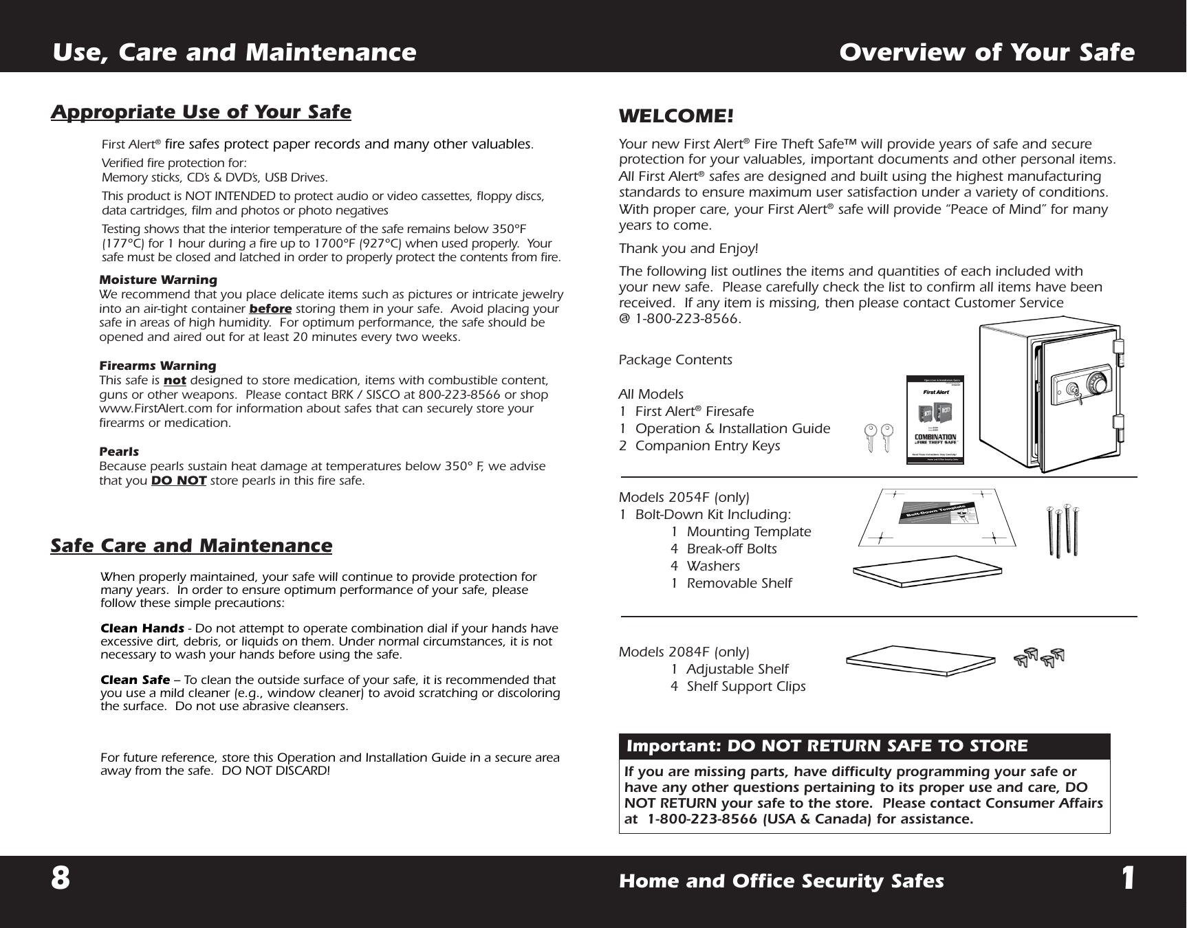 Page 10 of 12 - First-Alert First-Alert-Fire-Theft-Safe-2054F-Users-Manual-  First-alert-fire-theft-safe-2054f-users-manual