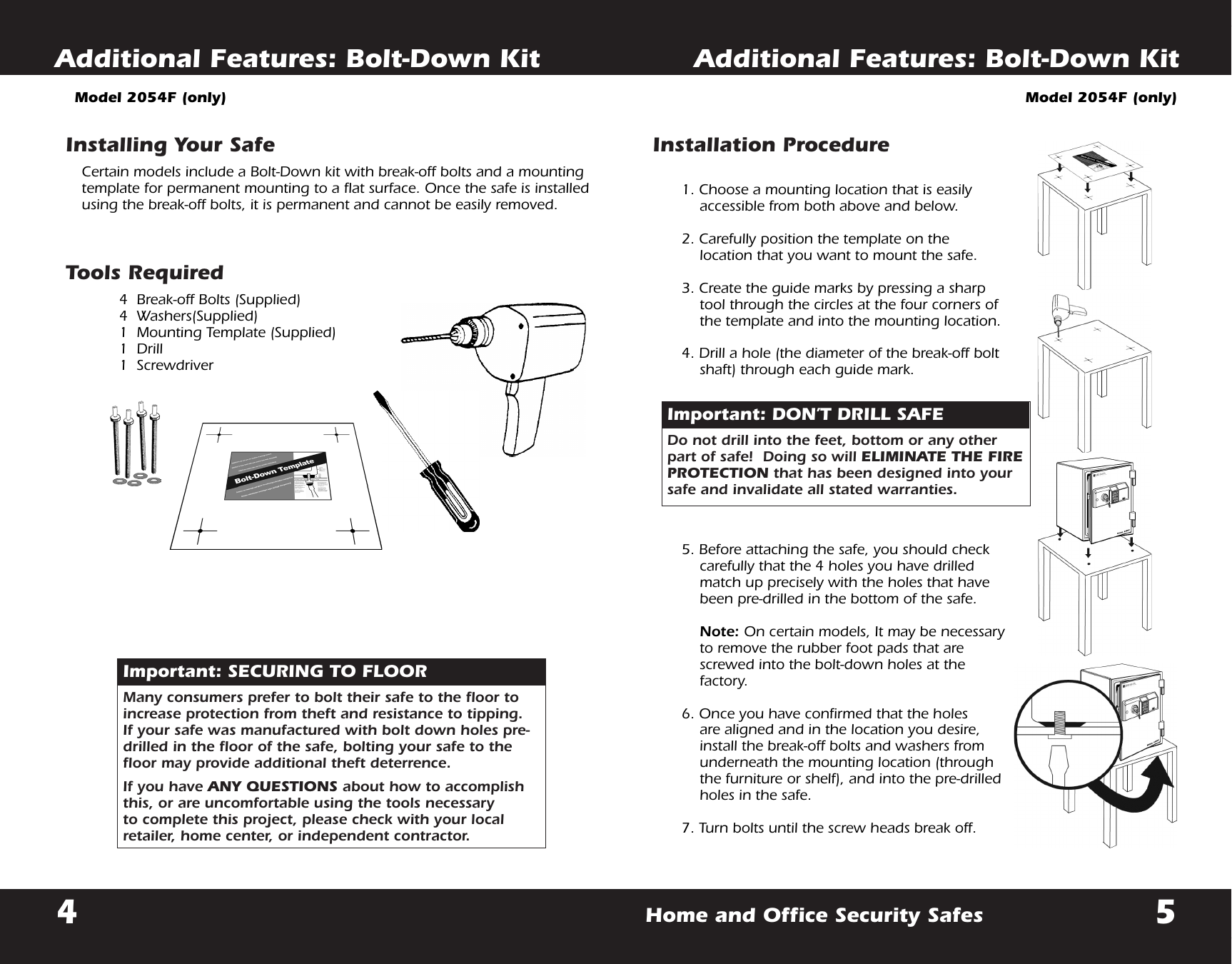 First Alert Fire Theft Safe 2054F Users Manual