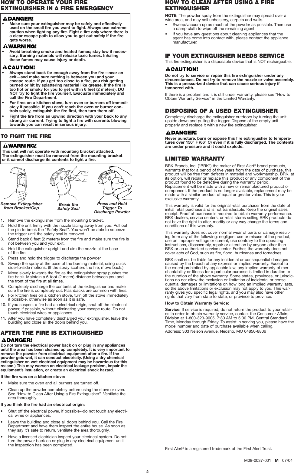 Page 2 of 2 - First-Alert First-Alert-Kfe2S5-Users-Manual- M08-0037-001.E(KFE2S5)WEB  First-alert-kfe2s5-users-manual