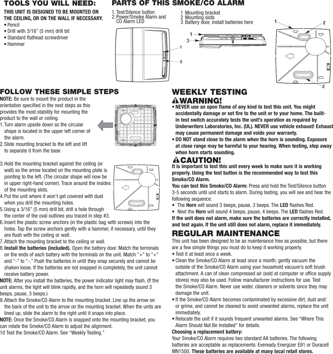 Page 3 of 10 - First-Alert First-Alert-Low-Profile-Combination-Smoke-And-Carbon-Monoxide-Alarm-Users-Manual-  First-alert-low-profile-combination-smoke-and-carbon-monoxide-alarm-users-manual