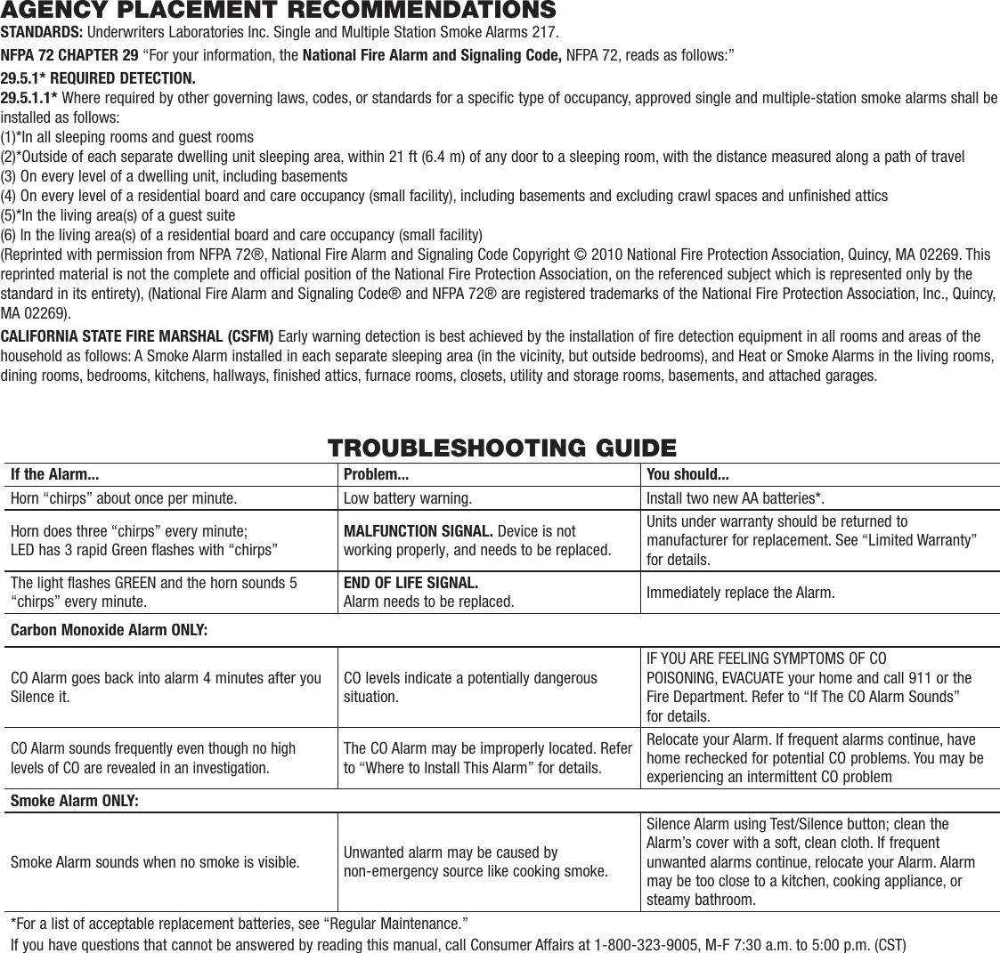 Page 7 of 10 - First-Alert First-Alert-Low-Profile-Combination-Smoke-And-Carbon-Monoxide-Alarm-Users-Manual-  First-alert-low-profile-combination-smoke-and-carbon-monoxide-alarm-users-manual