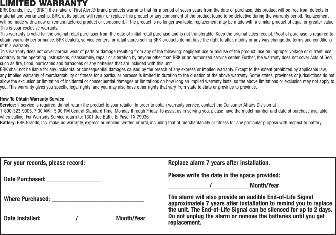 Page 8 of 10 - First-Alert First-Alert-Low-Profile-Combination-Smoke-And-Carbon-Monoxide-Alarm-Users-Manual-  First-alert-low-profile-combination-smoke-and-carbon-monoxide-alarm-users-manual