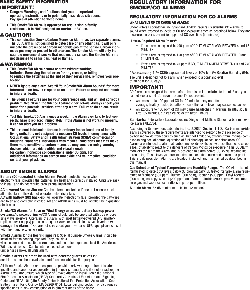 Page 9 of 10 - First-Alert First-Alert-Low-Profile-Combination-Smoke-And-Carbon-Monoxide-Alarm-Users-Manual-  First-alert-low-profile-combination-smoke-and-carbon-monoxide-alarm-users-manual