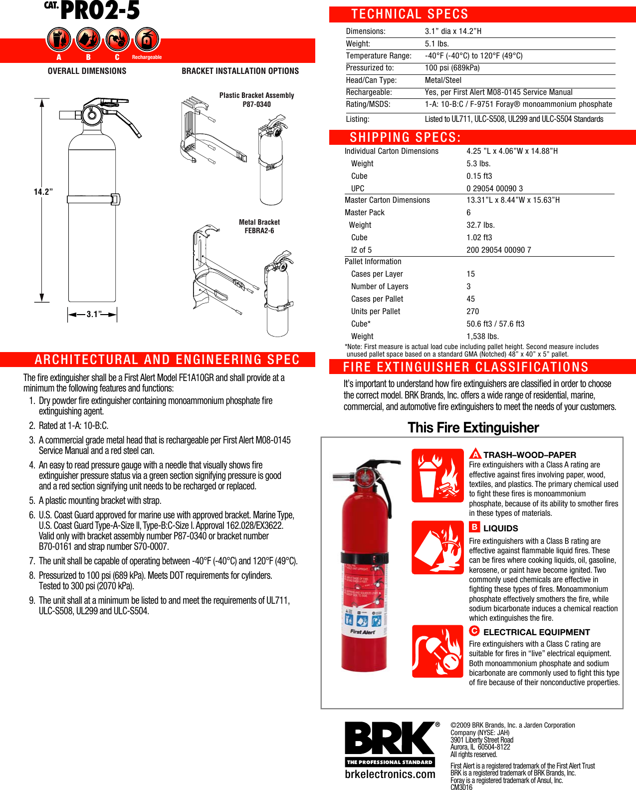 Page 2 of 2 - First-Alert First-Alert-Pr02-5-Users-Manual- Spec Sheet PRO2-5  First-alert-pr02-5-users-manual