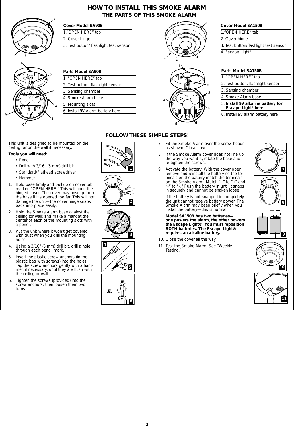 Page 2 of 6 - First-Alert First-Alert-Sa150B-Users-Manual- M08_0024_000_EWEB(SA90/150CN)  First-alert-sa150b-users-manual