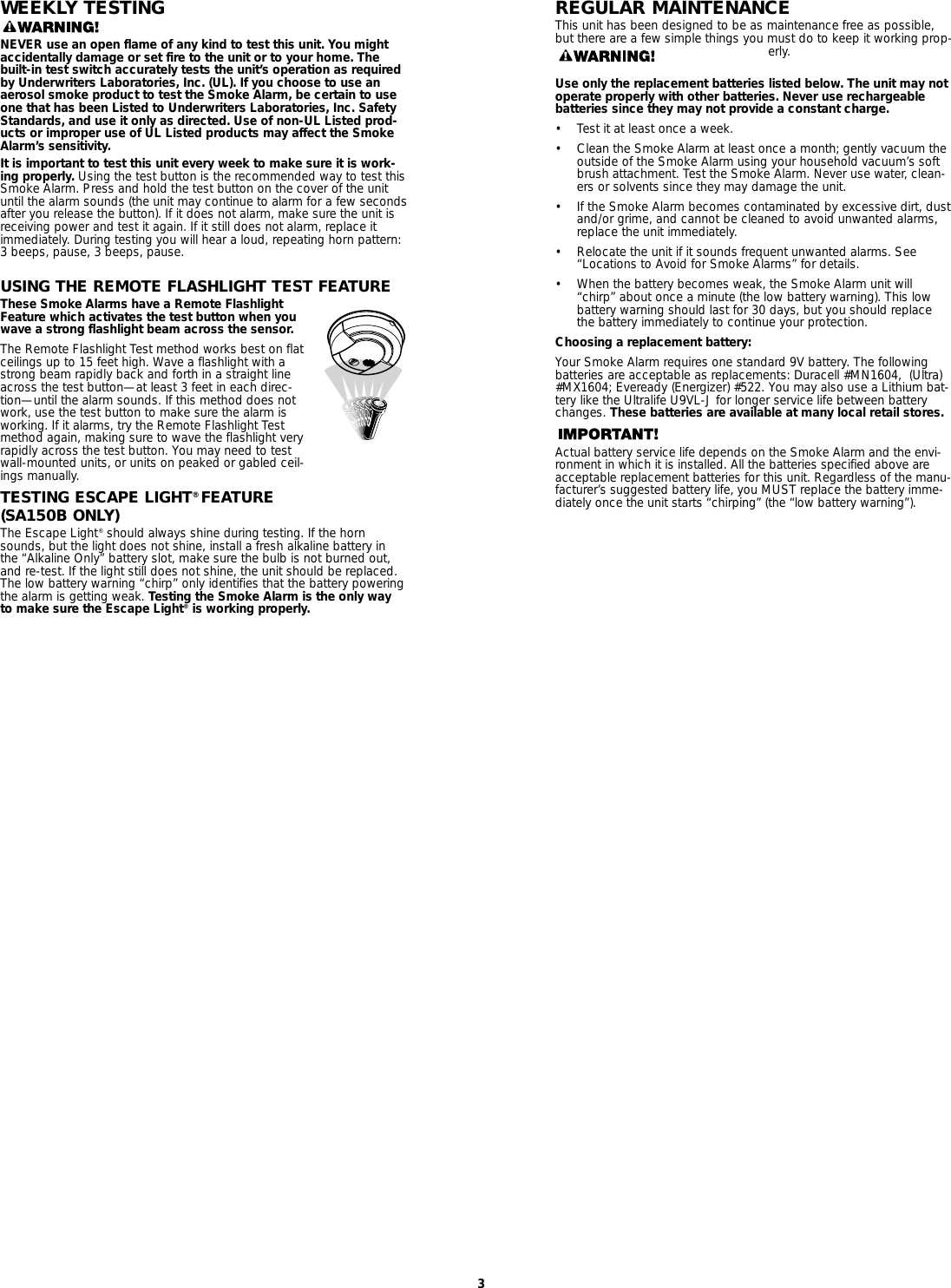 Page 3 of 6 - First-Alert First-Alert-Sa150B-Users-Manual- M08_0024_000_EWEB(SA90/150CN)  First-alert-sa150b-users-manual
